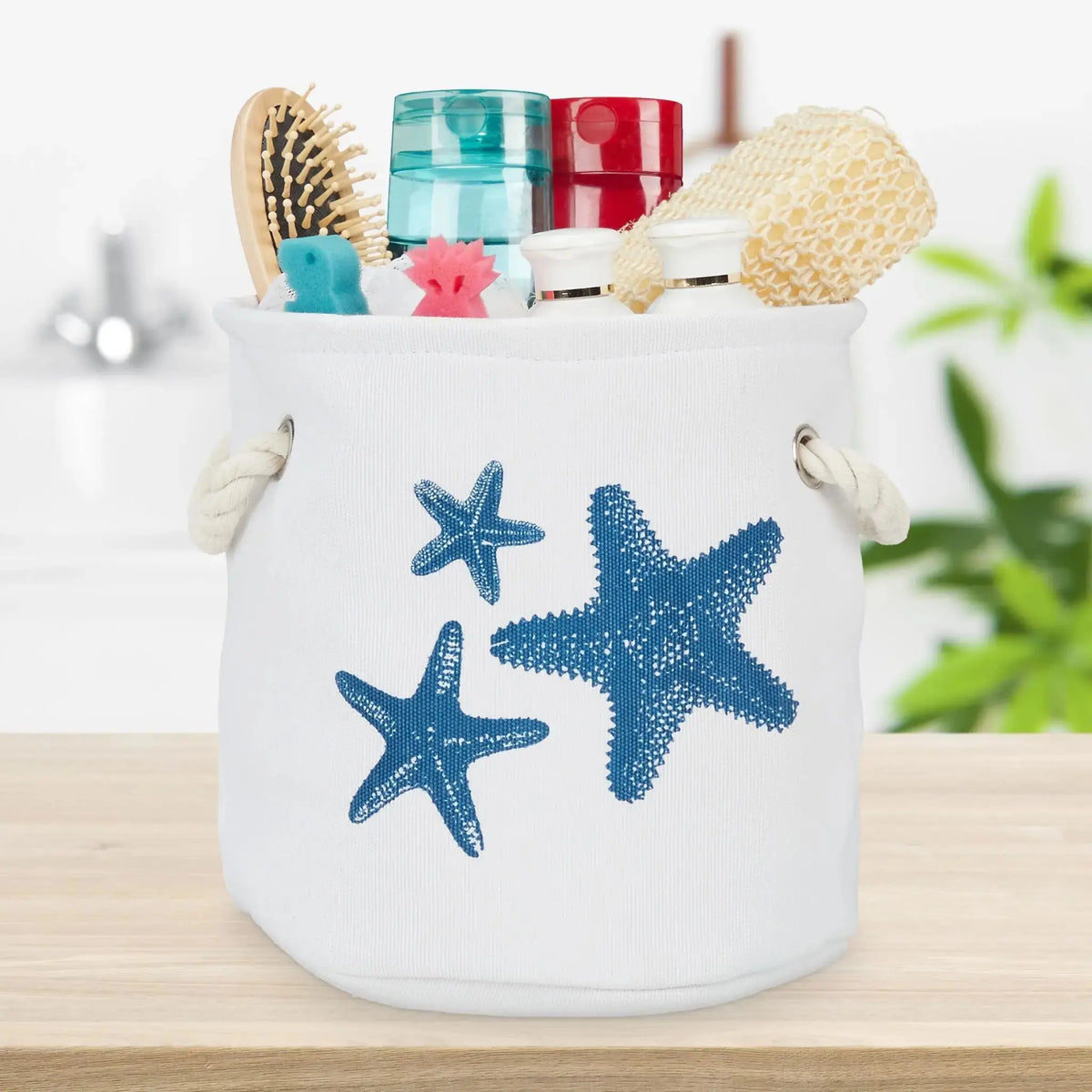 Aufbewahrungskorb 4er-Set maritim Weiss-Blau von Relaxdays