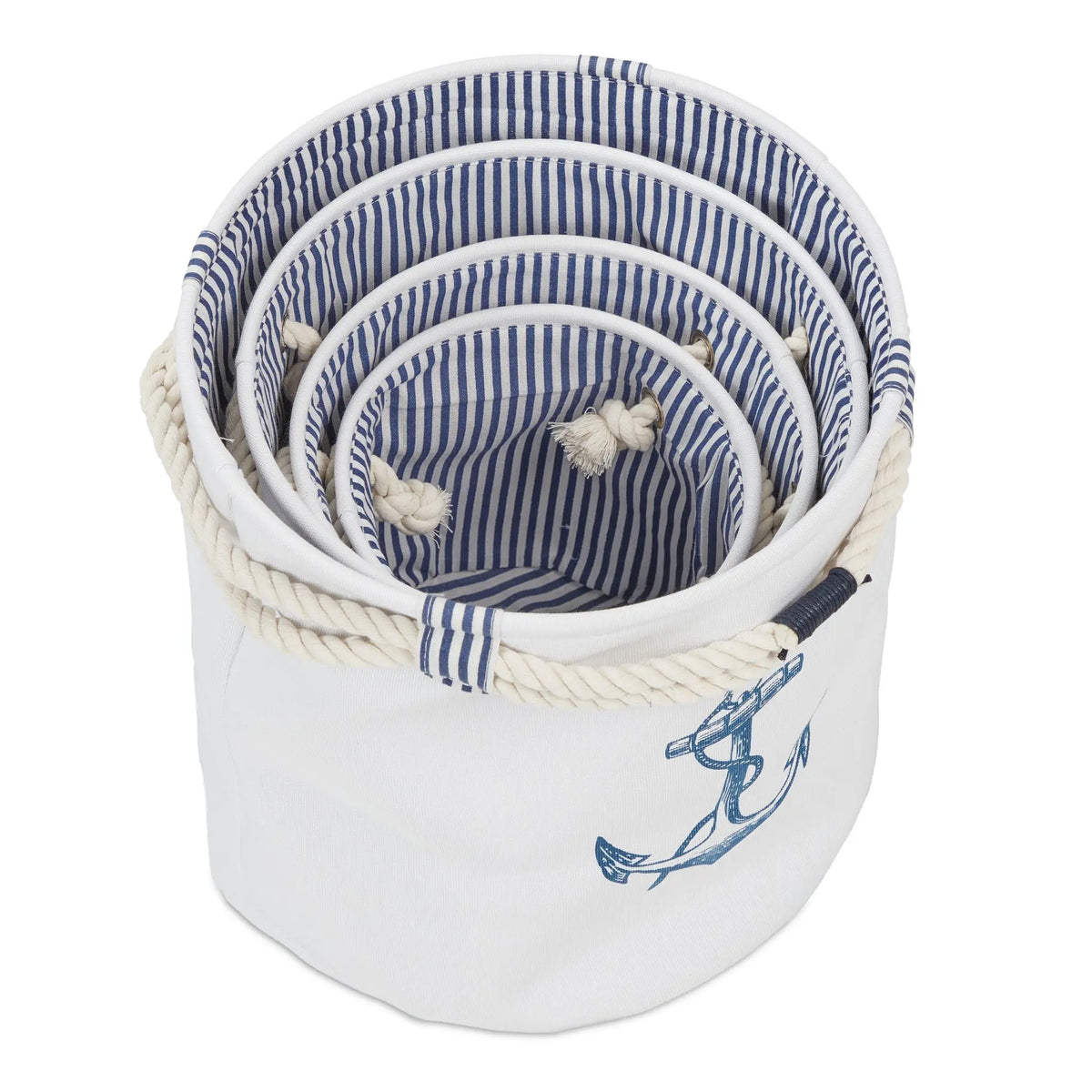 Aufbewahrungskorb 4er-Set maritim Weiss-Blau von Relaxdays