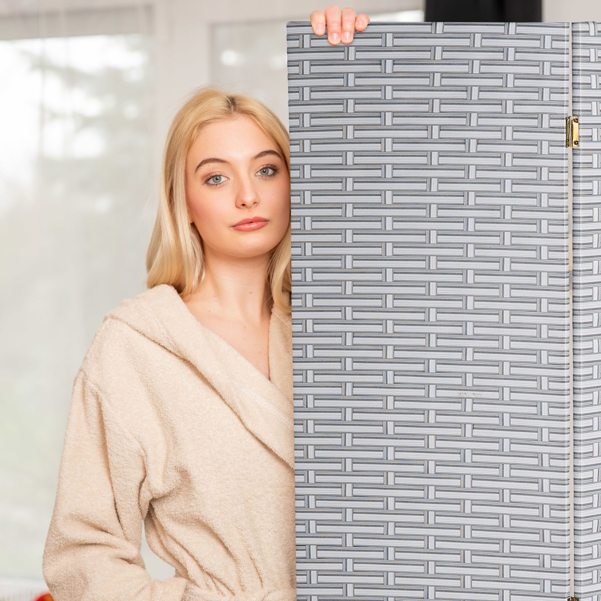 Paravent Raumteiler 4-teilig Braun von Relaxdays