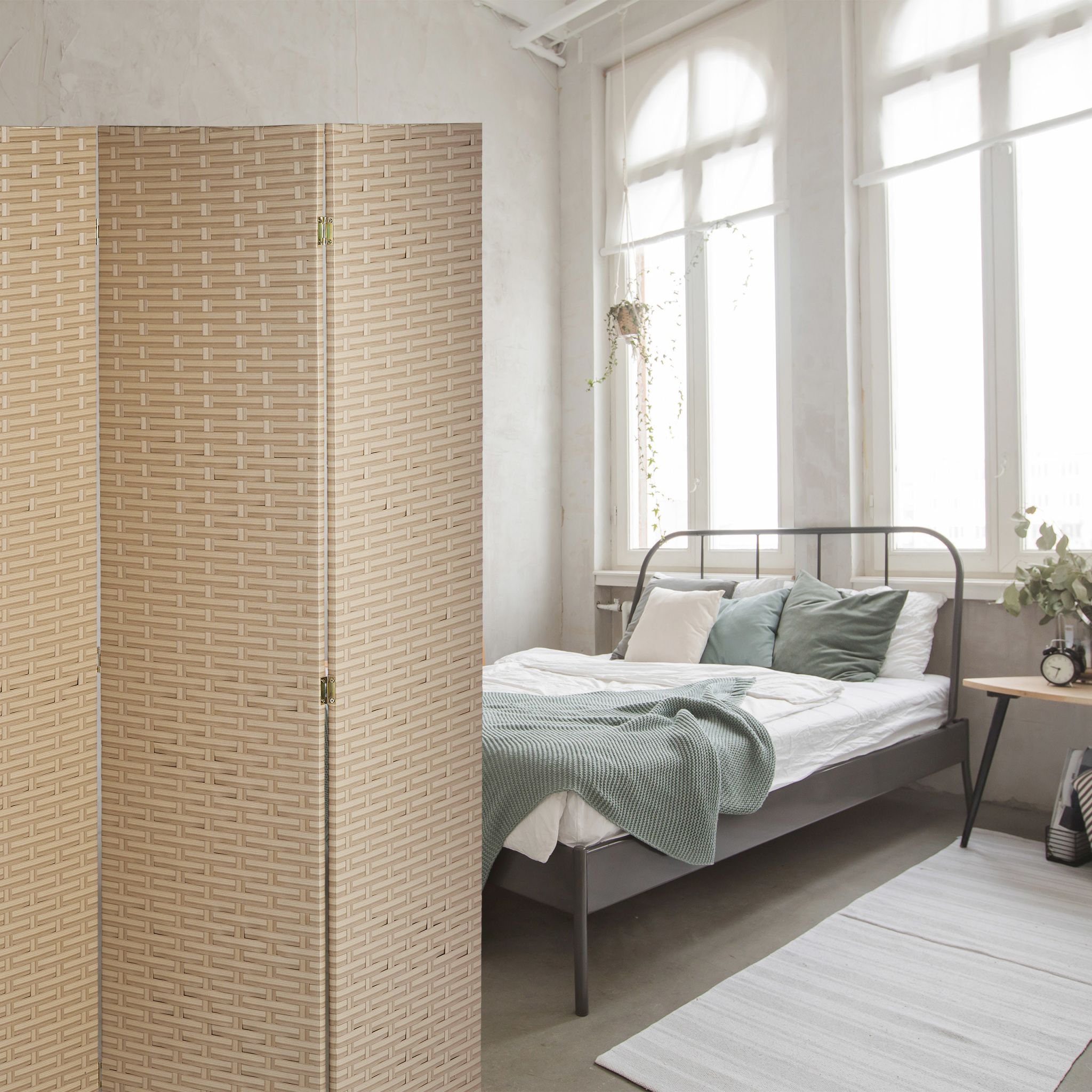 Paravent Raumteiler 4-teilig Braun von Relaxdays