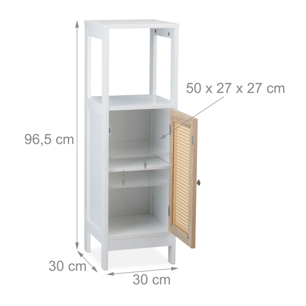 Badezimmerschrank mit 3 Fächern Weiss-Hellbraun von Relaxdays