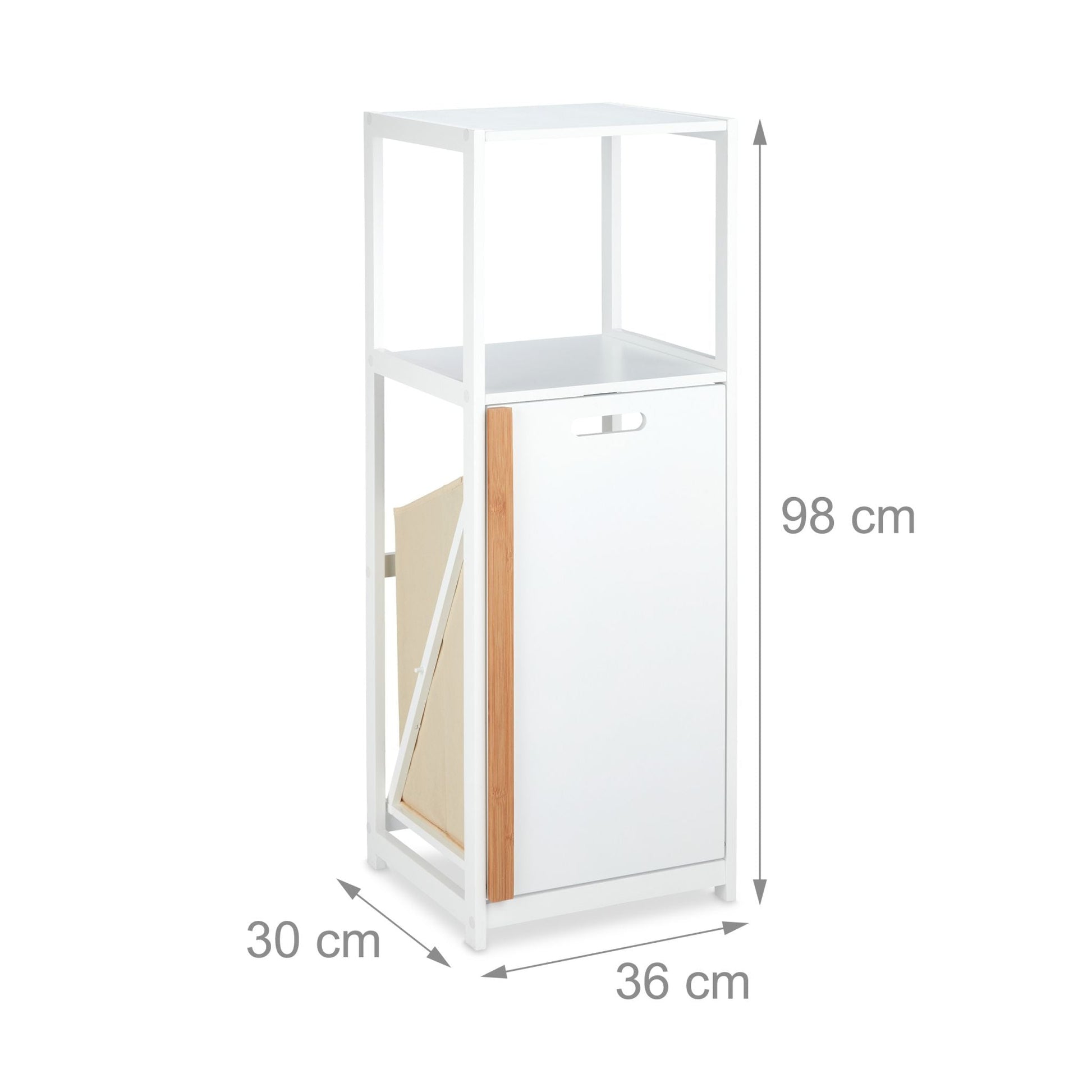 Badregal mit Wäschekorb Beige-Weiss-Hellbraun von Relaxdays