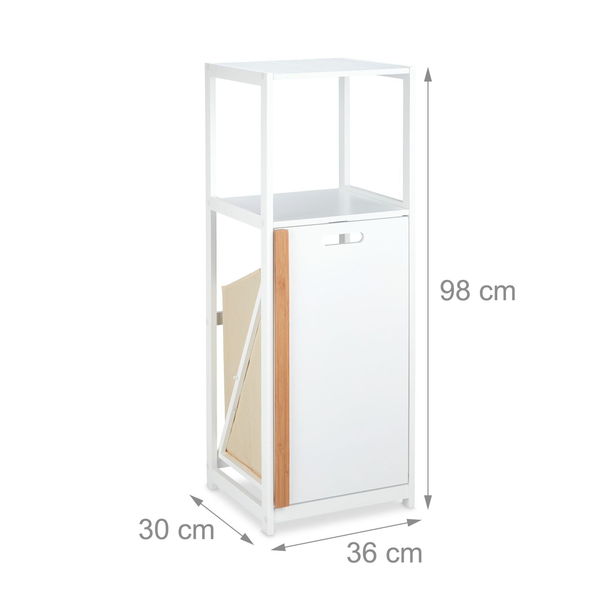 Badregal mit Wäschekorb Beige-Weiss-Hellbraun von Relaxdays