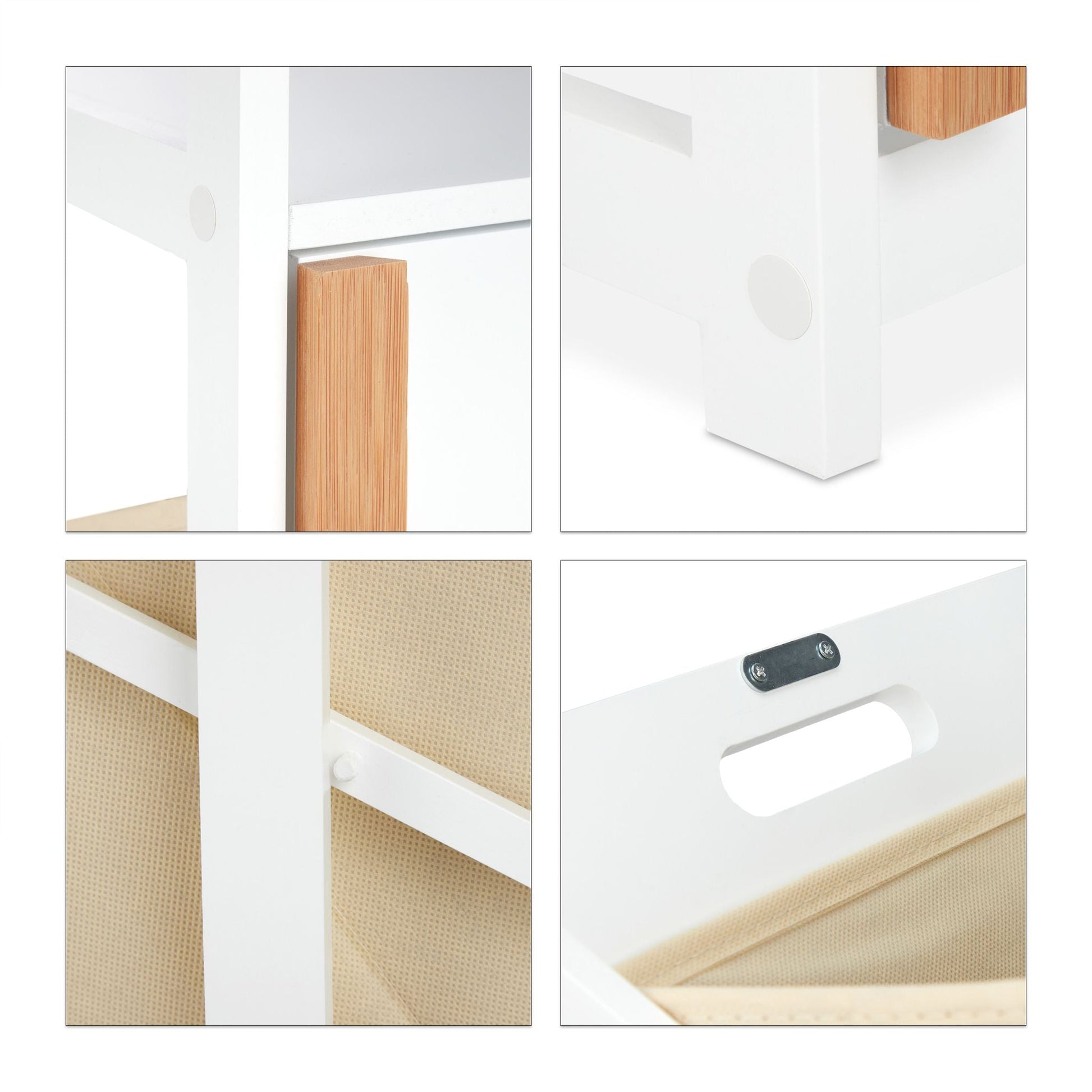 Badregal mit Wäschekorb Beige-Weiss-Hellbraun von Relaxdays