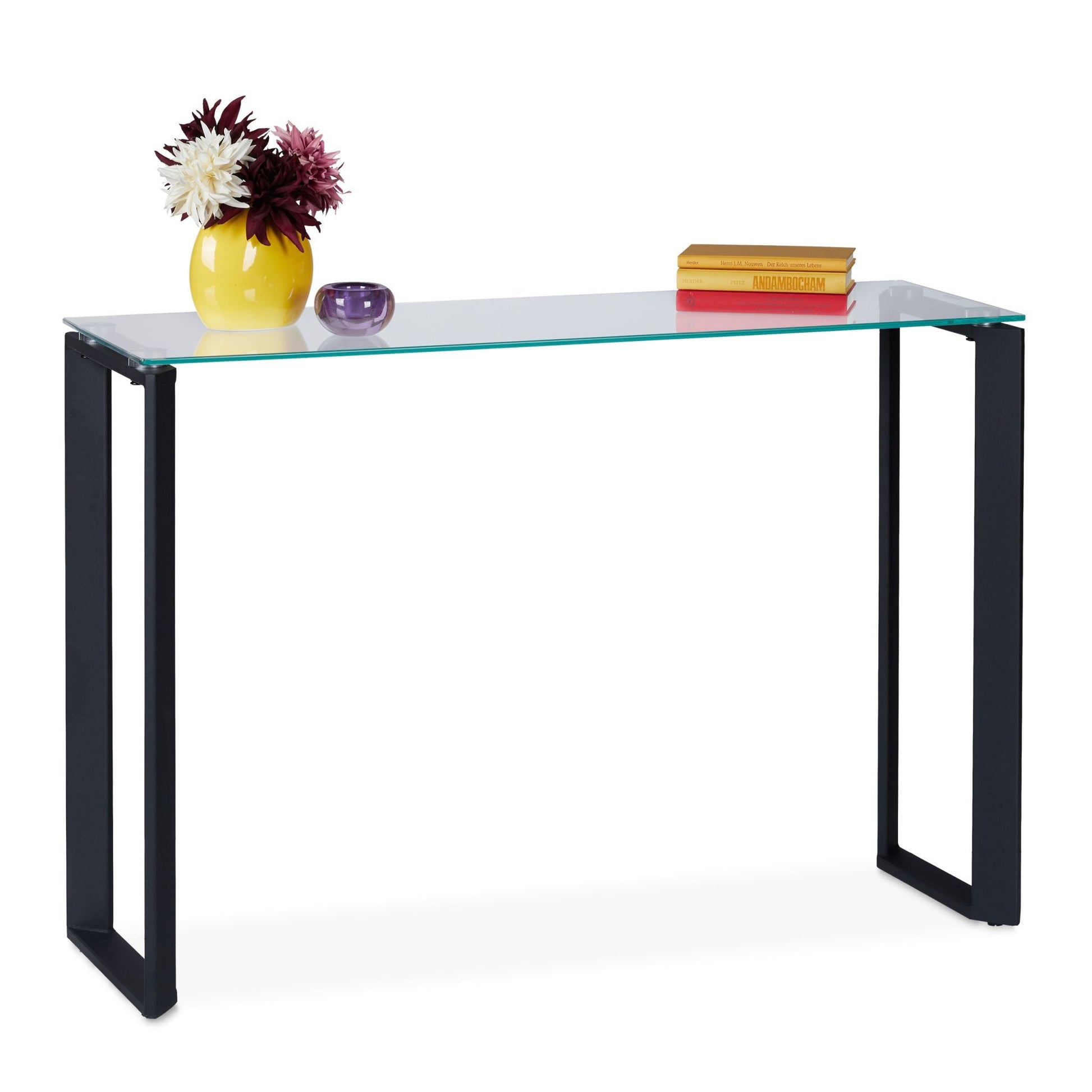 Konsolentisch mit Glasplatte Schwarz-Transparent von Relaxdays