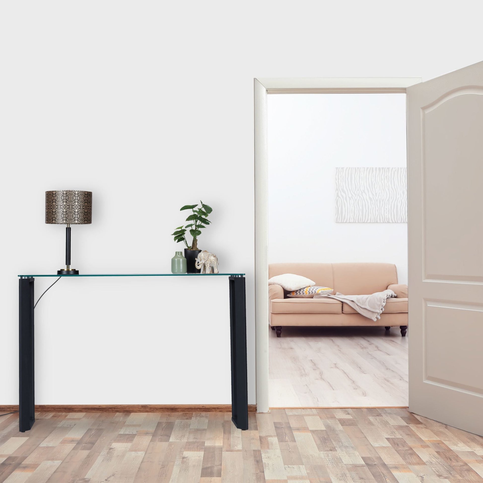 Konsolentisch mit Glasplatte Schwarz-Transparent von Relaxdays