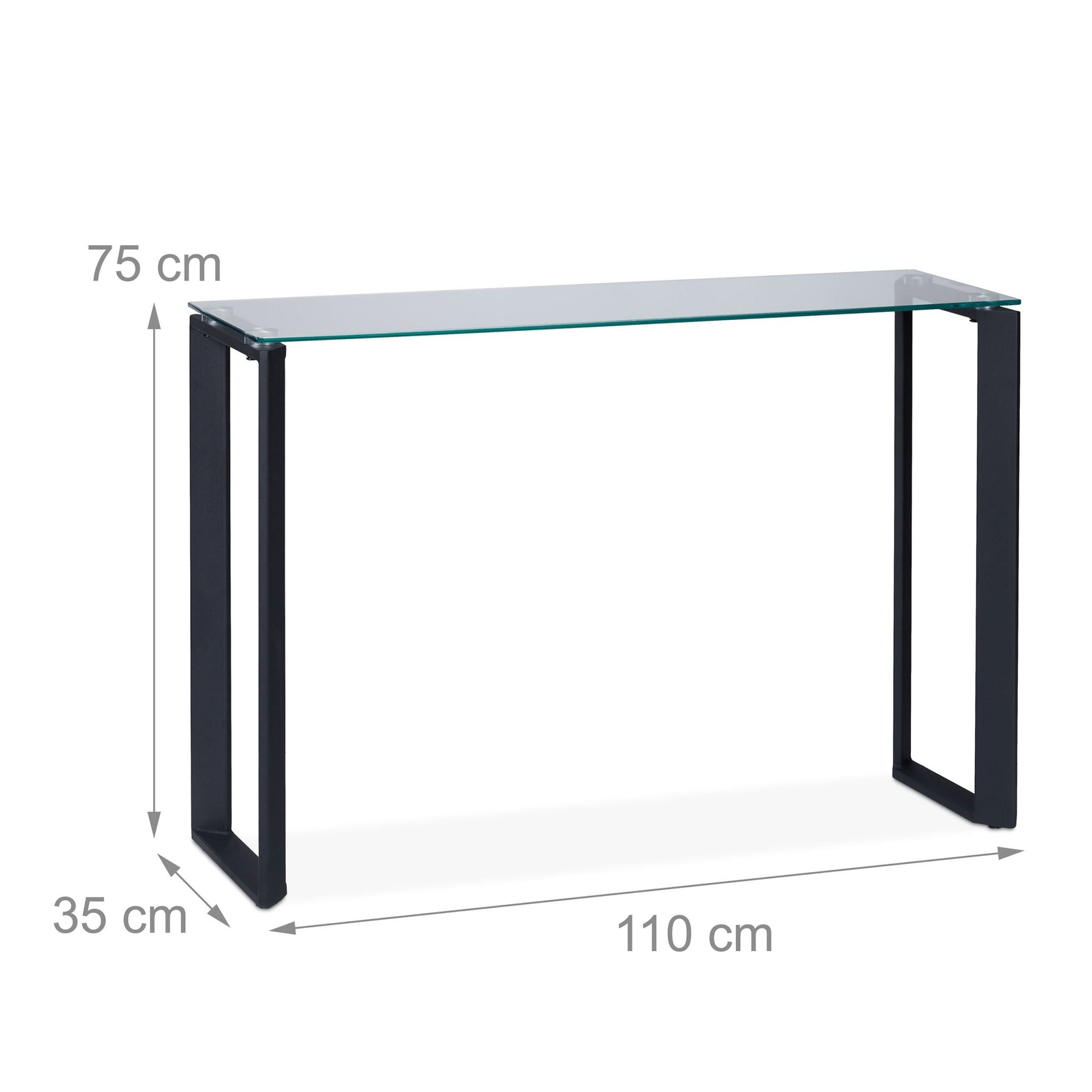 Konsolentisch mit Glasplatte Schwarz-Transparent von Relaxdays