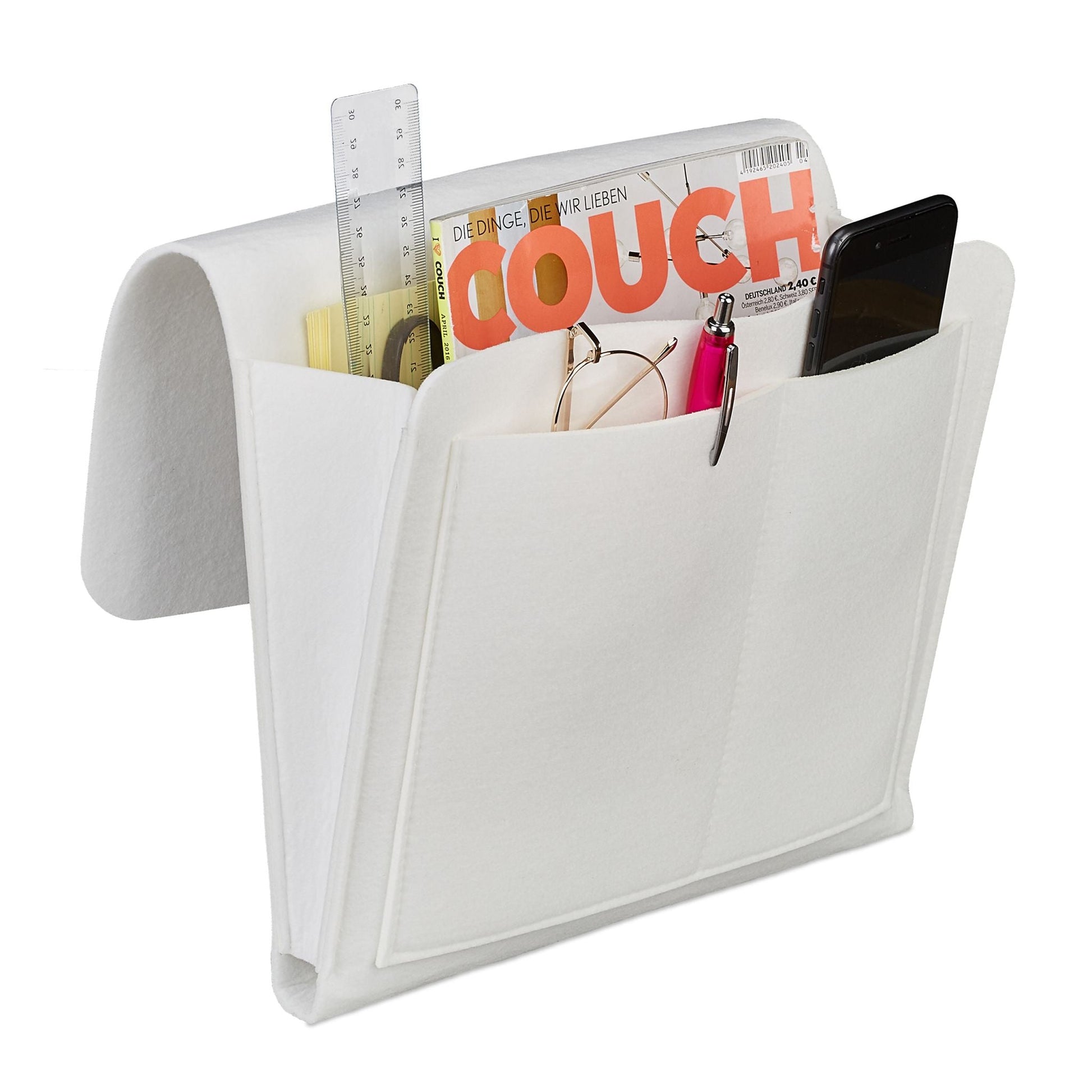 Betttasche Filz Weiss von Relaxdays