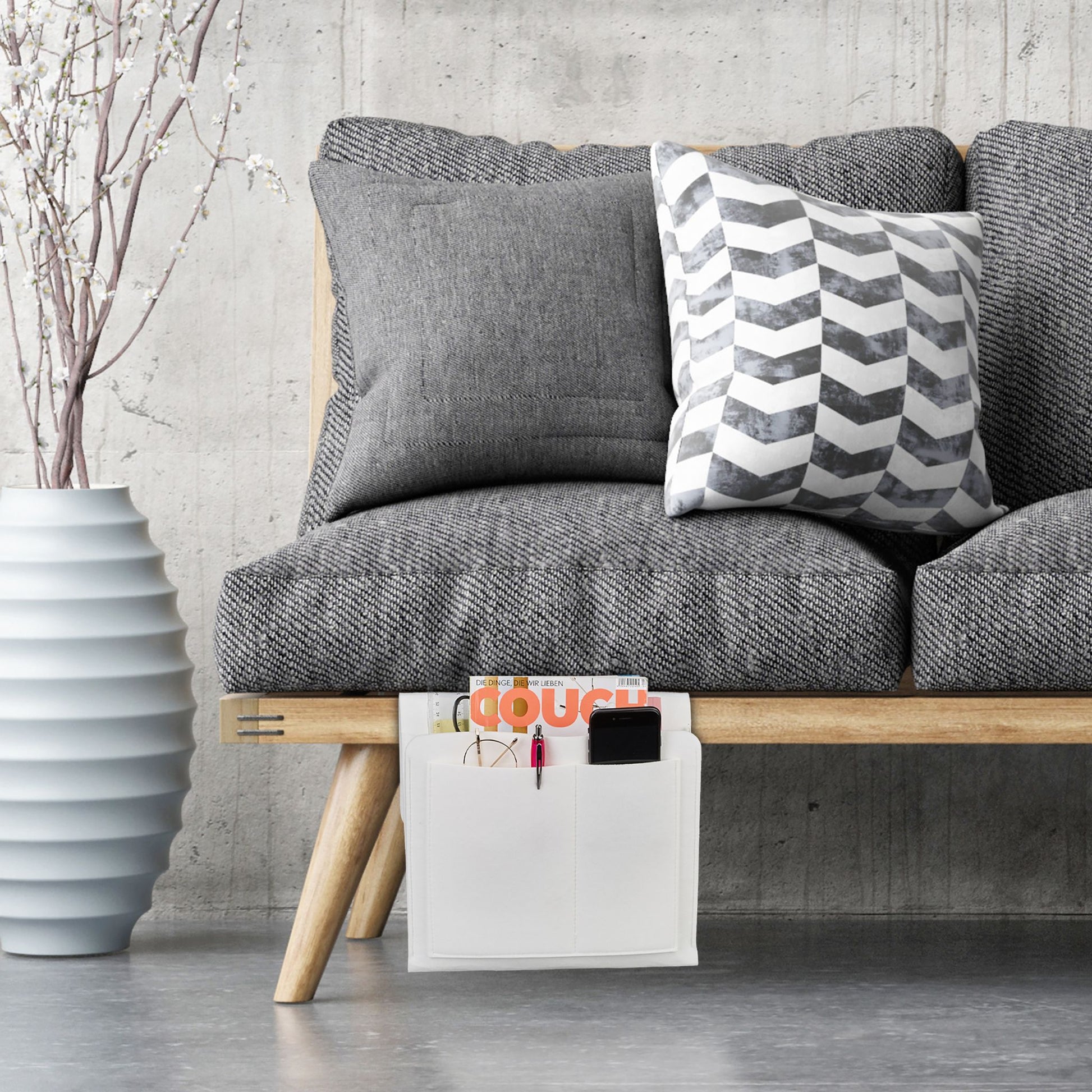 Betttasche Filz Weiss von Relaxdays