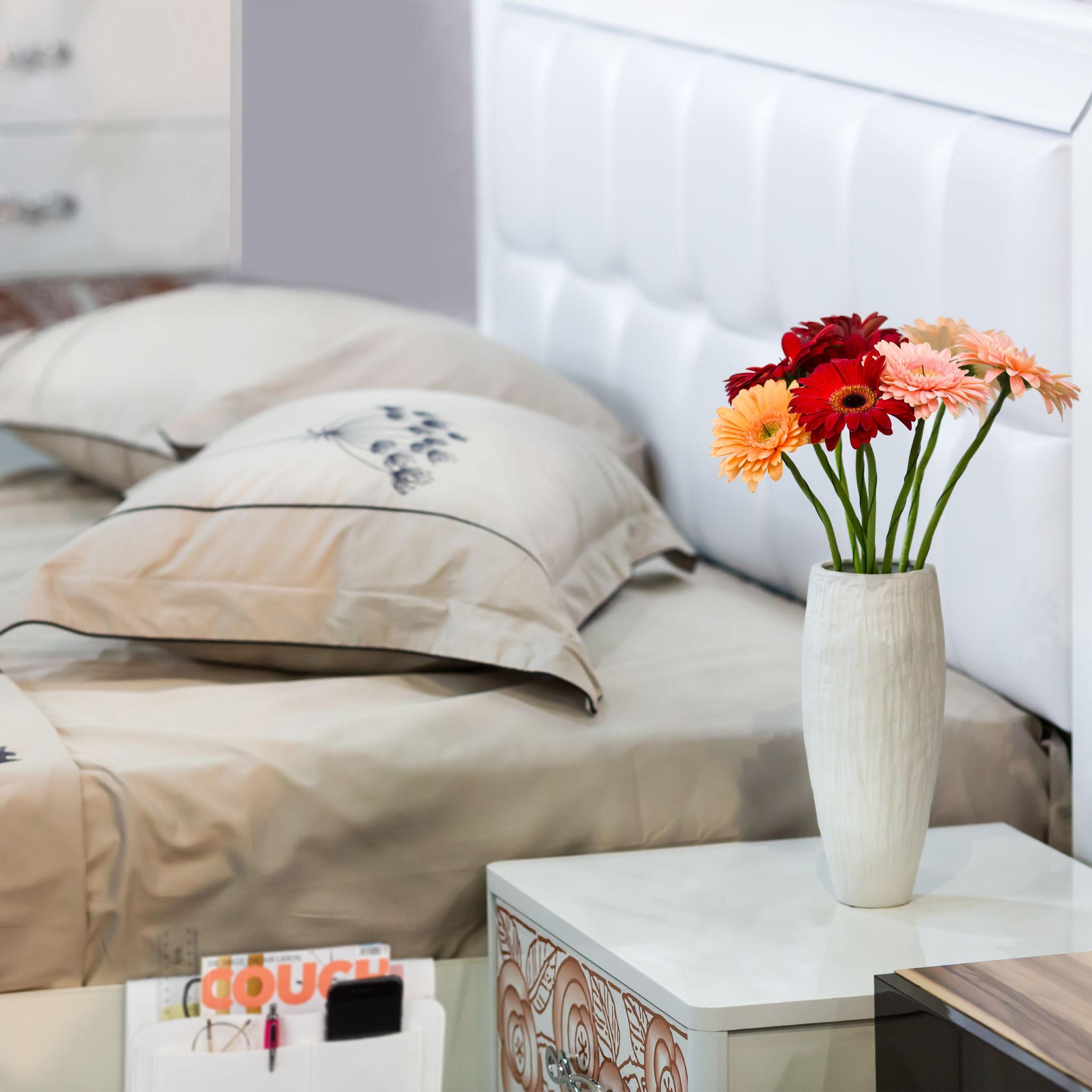 Betttasche Filz Grau von Relaxdays