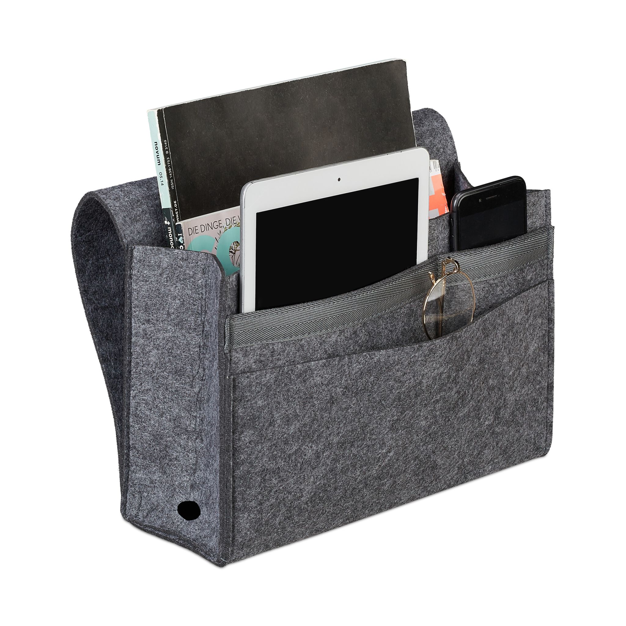Betttasche mit Klettverschluss Anthrazit von Relaxdays