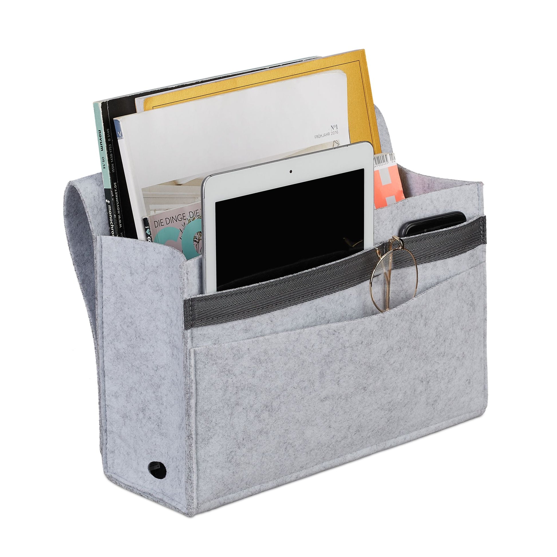Betttasche mit Klettverschluss Grau von Relaxdays