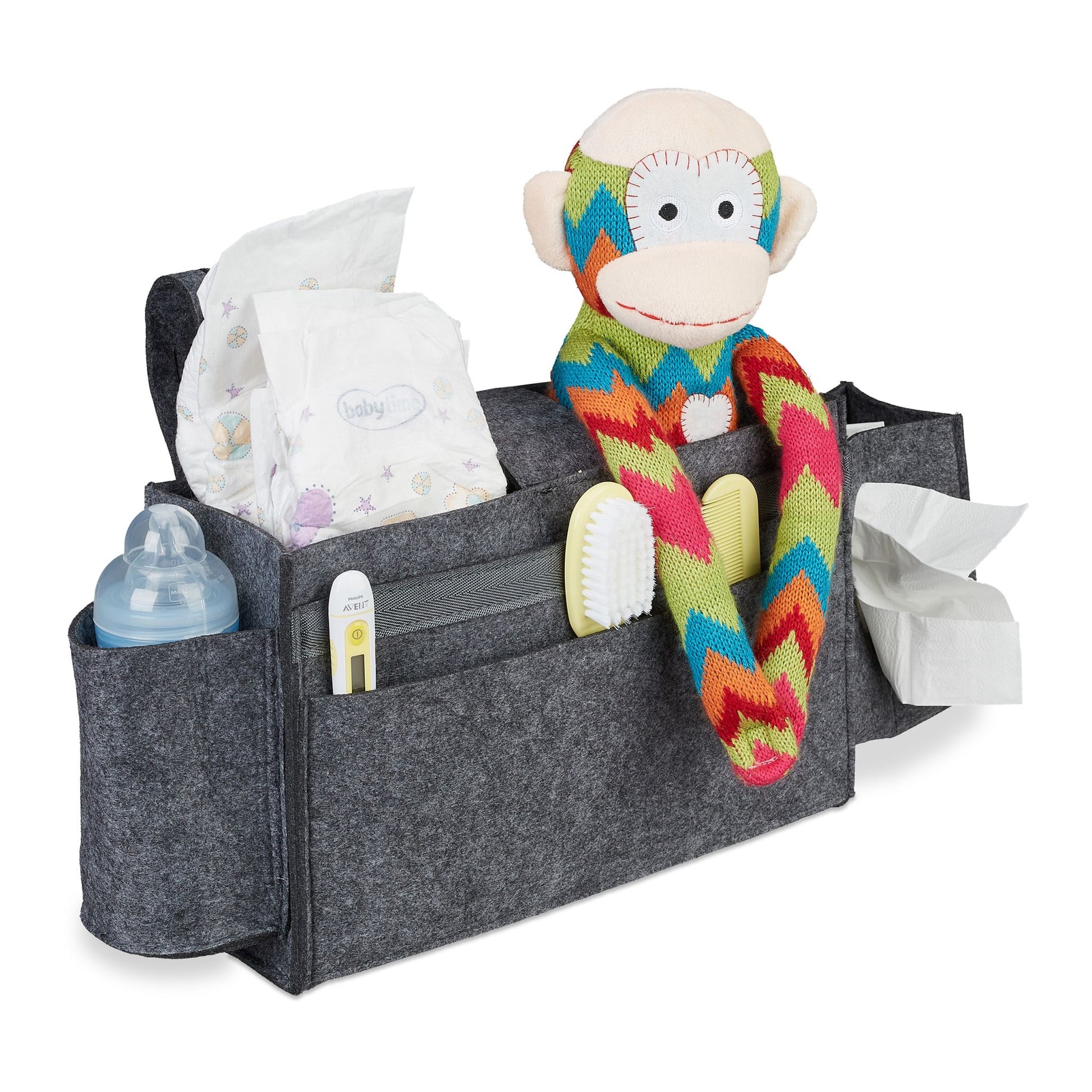 Betttasche für Hochbett Filz Anthrazit von Relaxdays