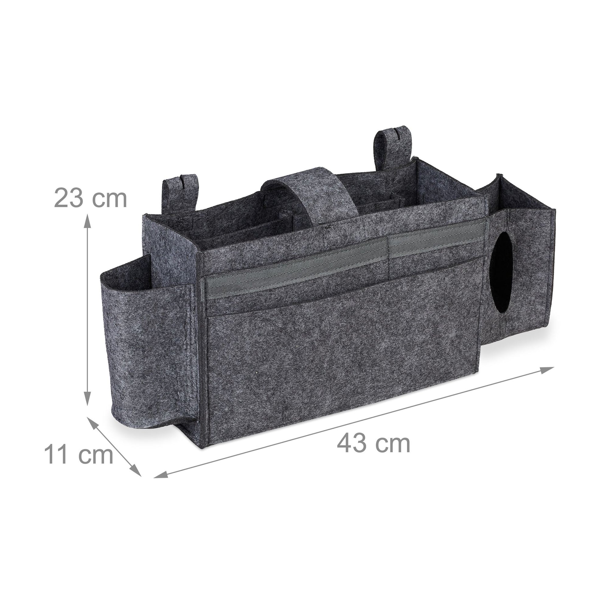 Betttasche für Hochbett Filz Anthrazit von Relaxdays