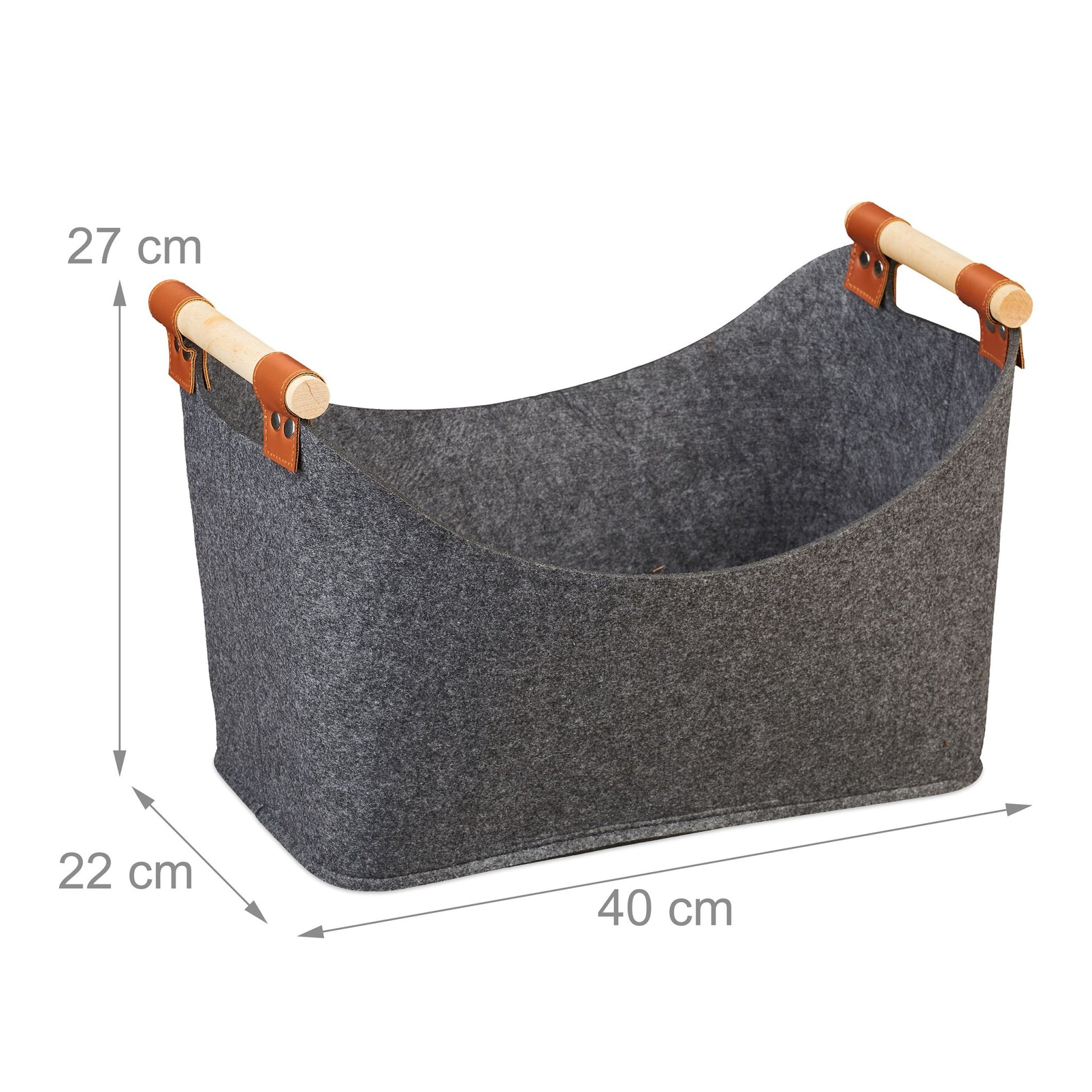 Filztasche mit Holzgriffen Anthrazit-Hellbraun von Relaxdays