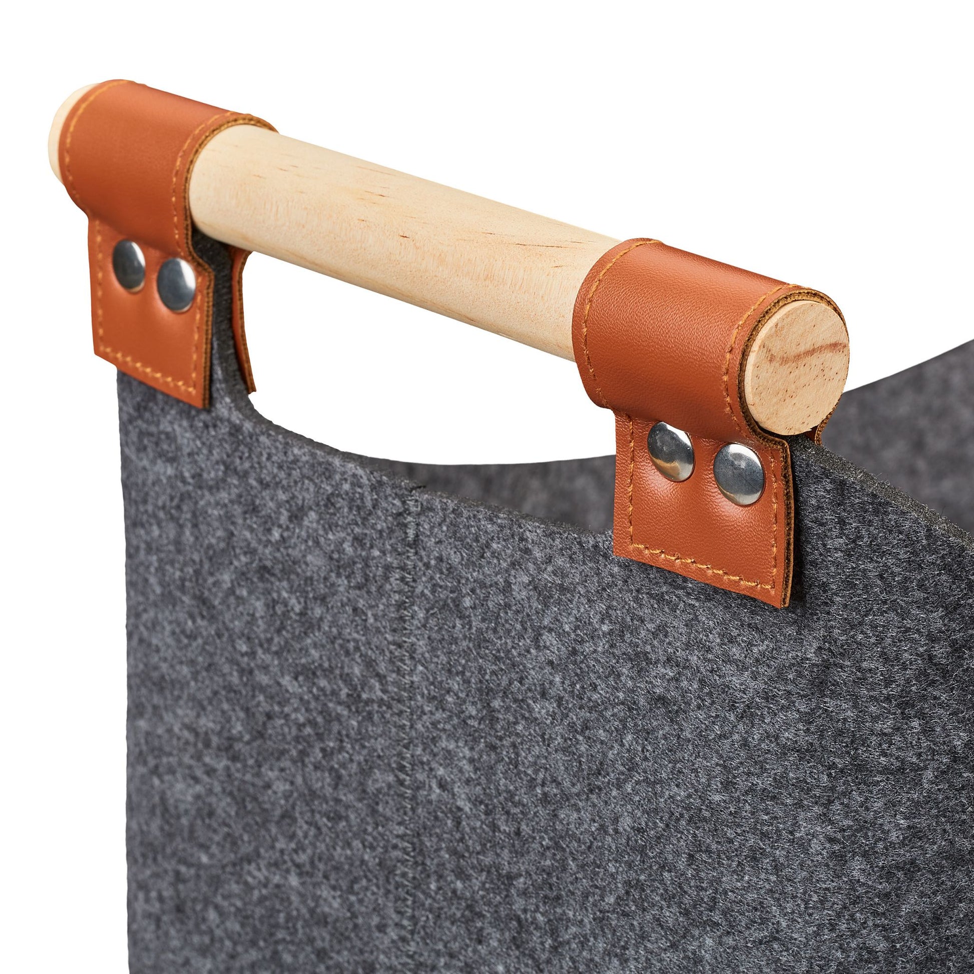 Filztasche mit Holzgriffen Anthrazit-Hellbraun von Relaxdays