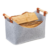 Filztasche mit Holzgriffen Hellbraun-Grau von Relaxdays