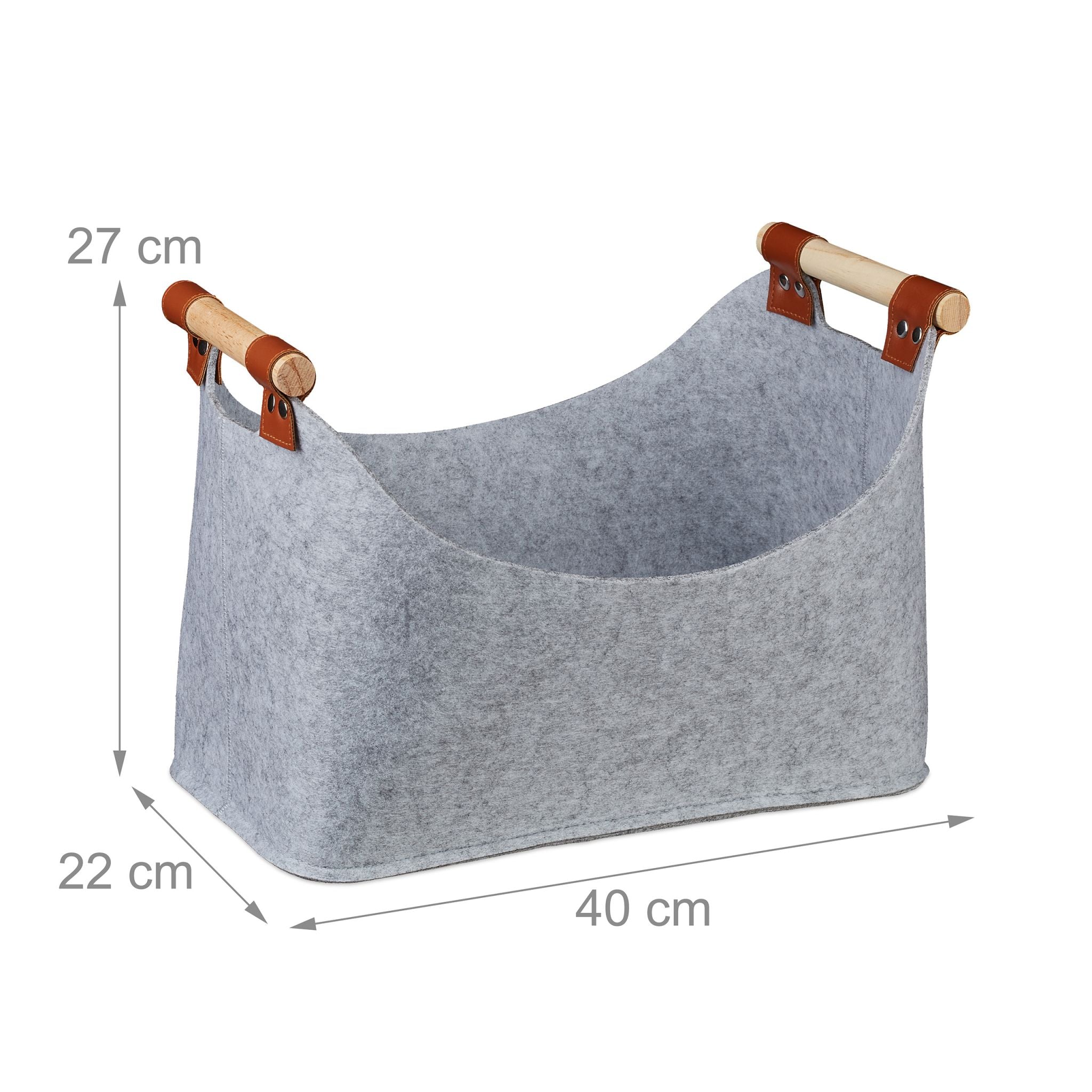 Filztasche mit Holzgriffen Hellbraun-Grau von Relaxdays