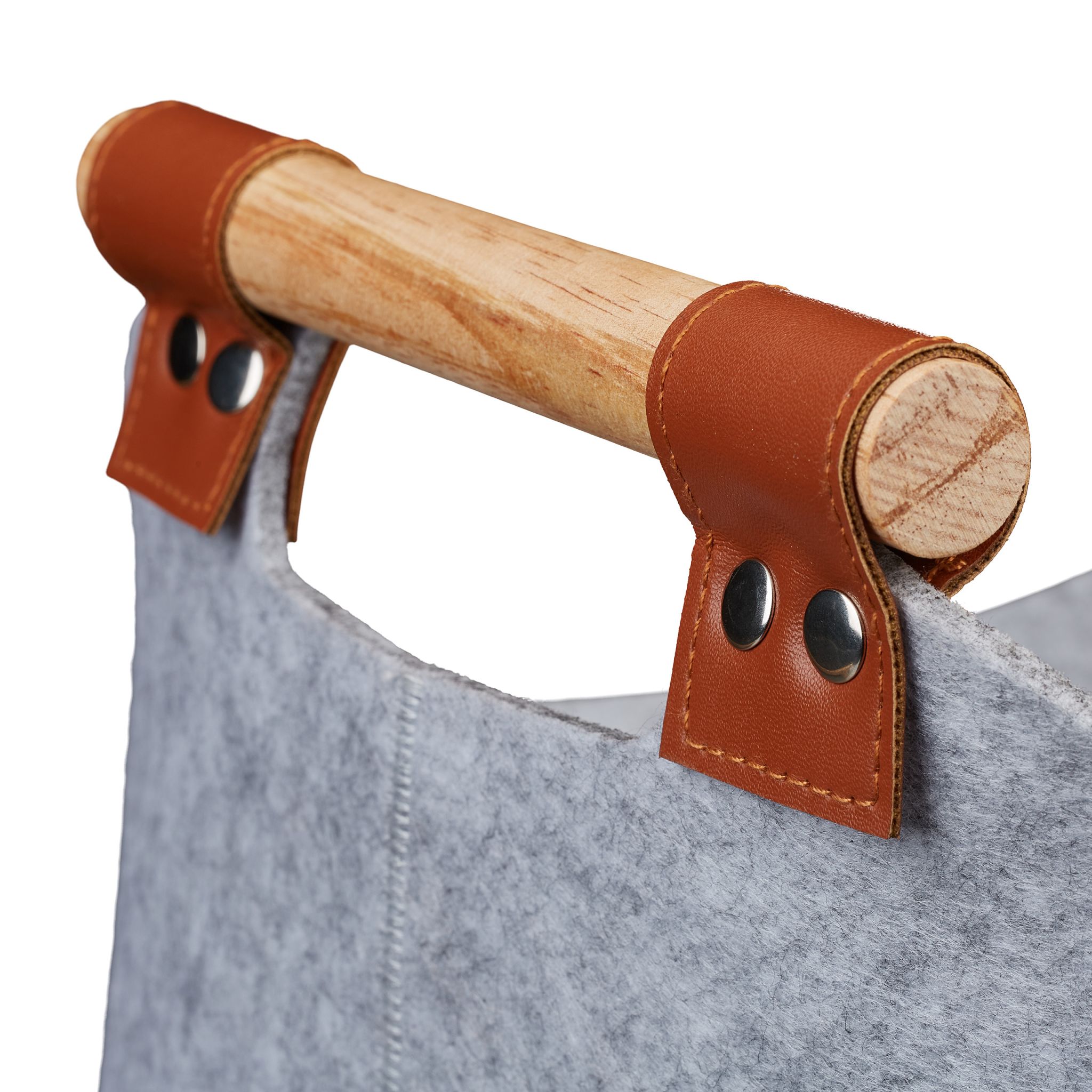 Filztasche mit Holzgriffen Hellbraun-Grau von Relaxdays