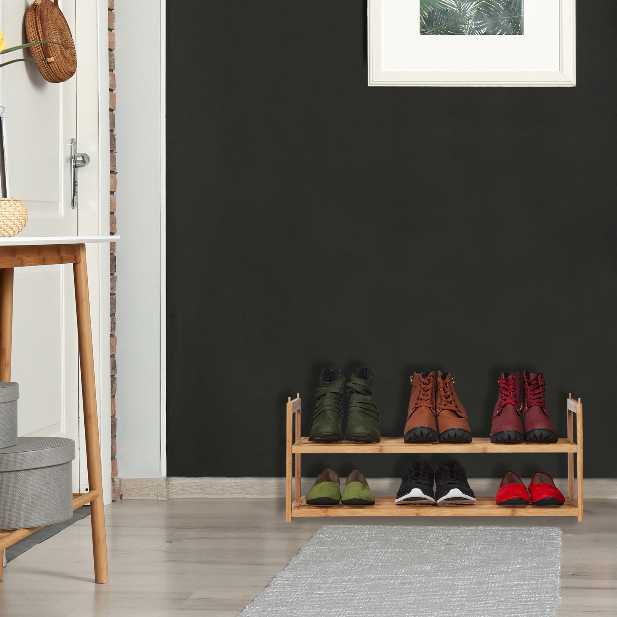 Schuhregal stapelbar Bambus Hellbraun von Relaxdays