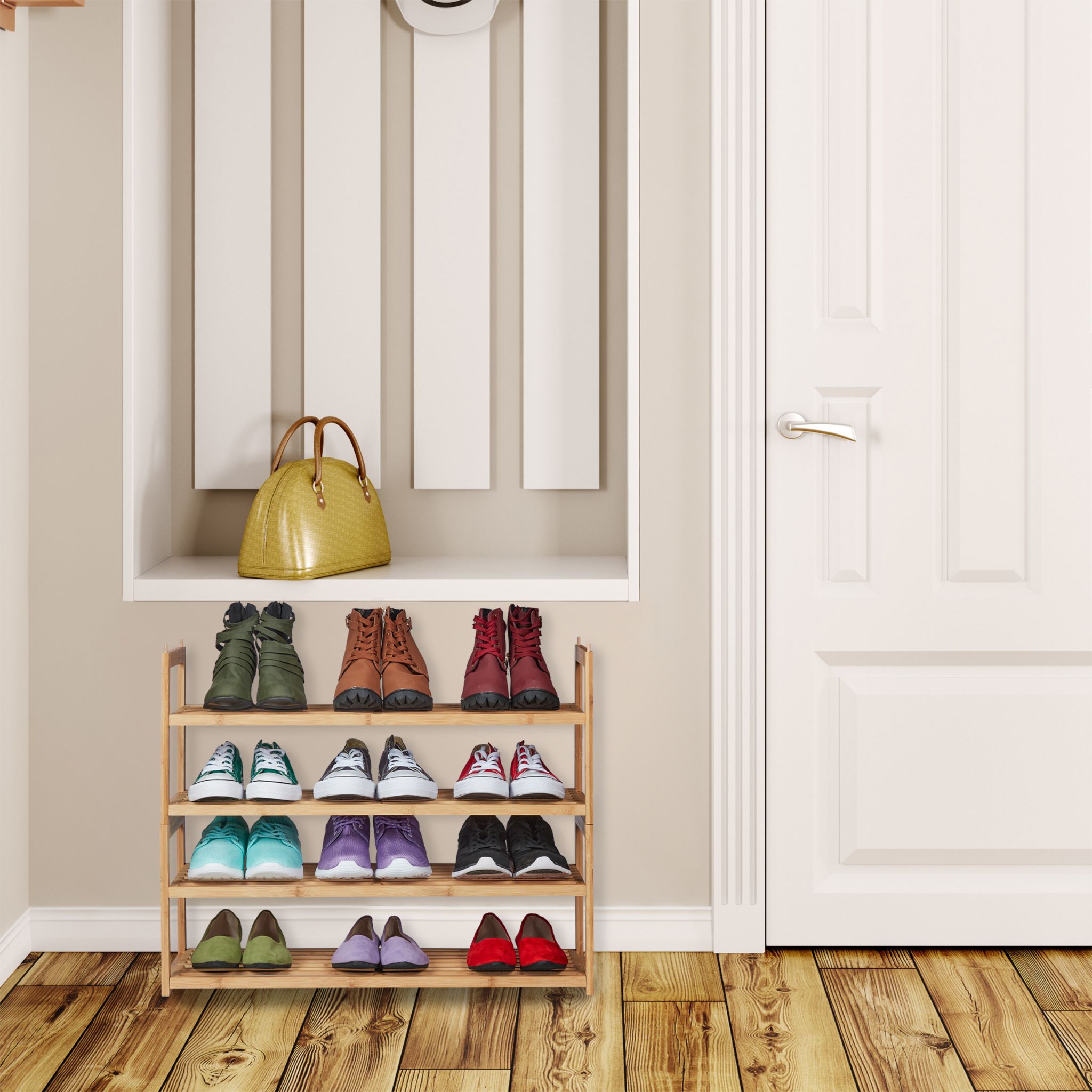 Schuhregal stapelbar Bambus Hellbraun von Relaxdays