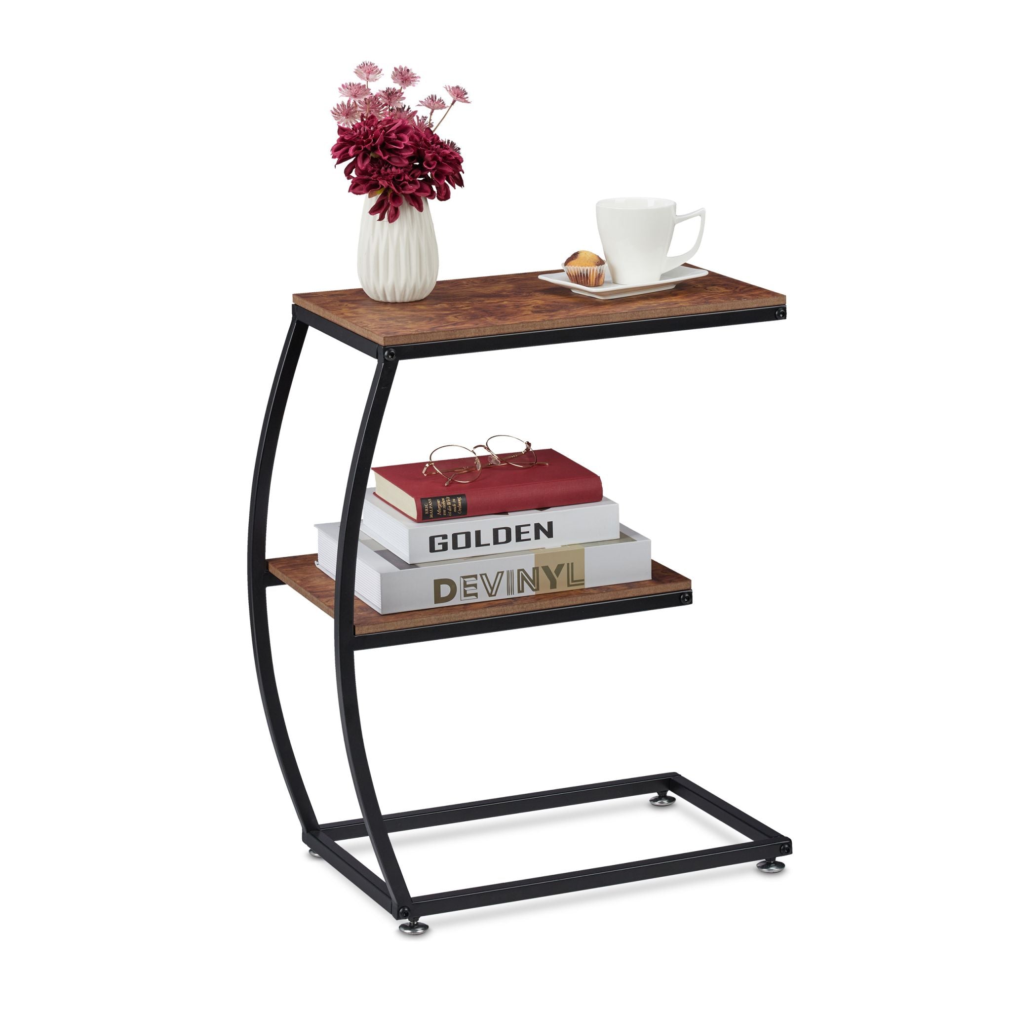 Beistelltisch Industrial 2 Ablagen Braun-Schwarz von Relaxdays