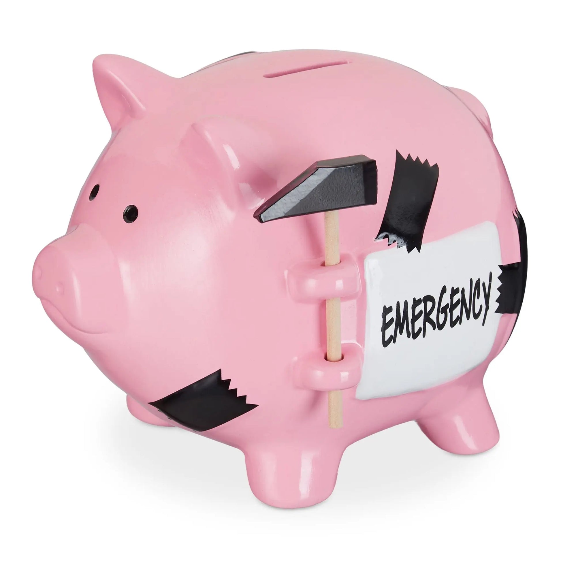 Sparschwein Emergency Weiss-Rosa-Schwarz von Relaxdays