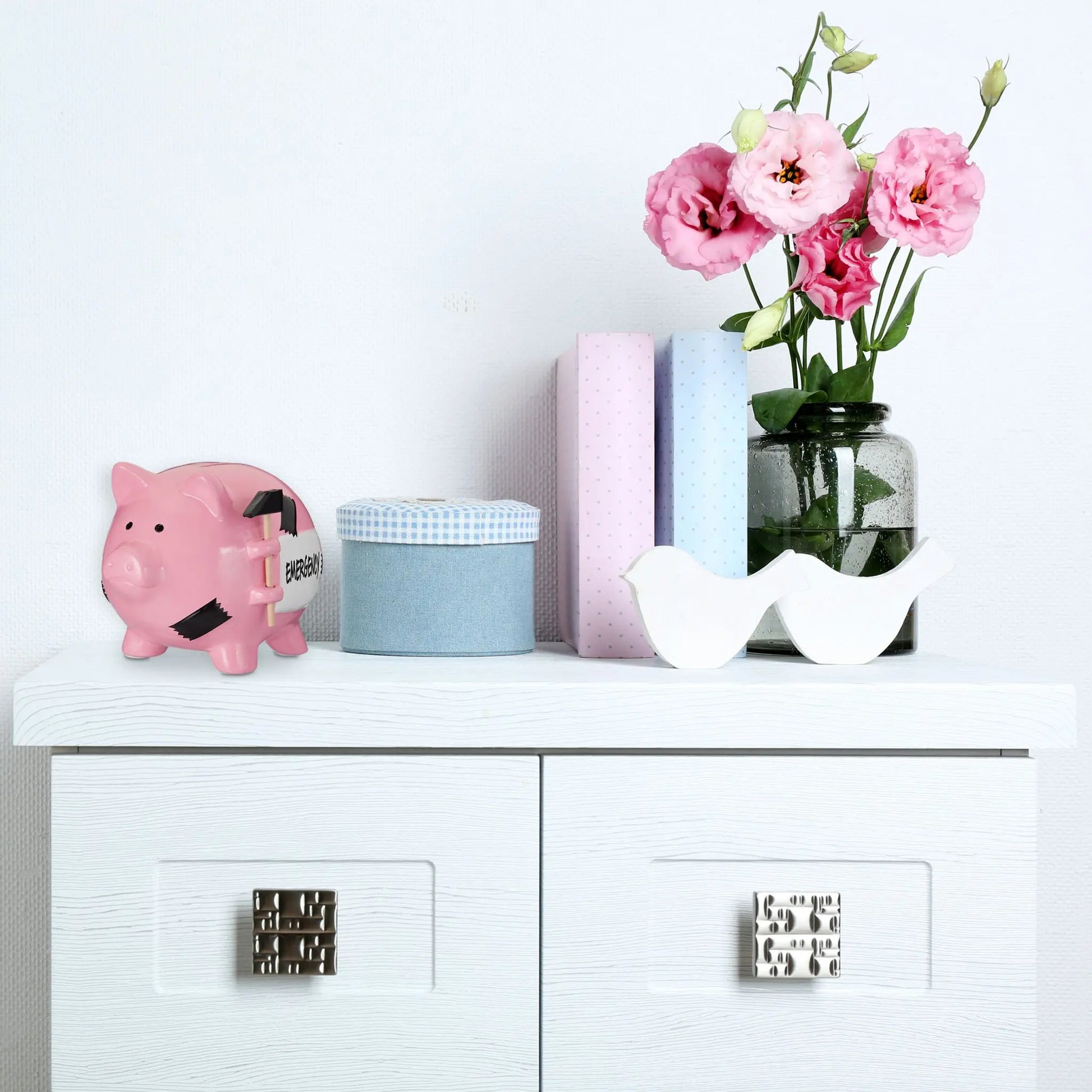 Sparschwein Emergency Weiss-Rosa-Schwarz von Relaxdays