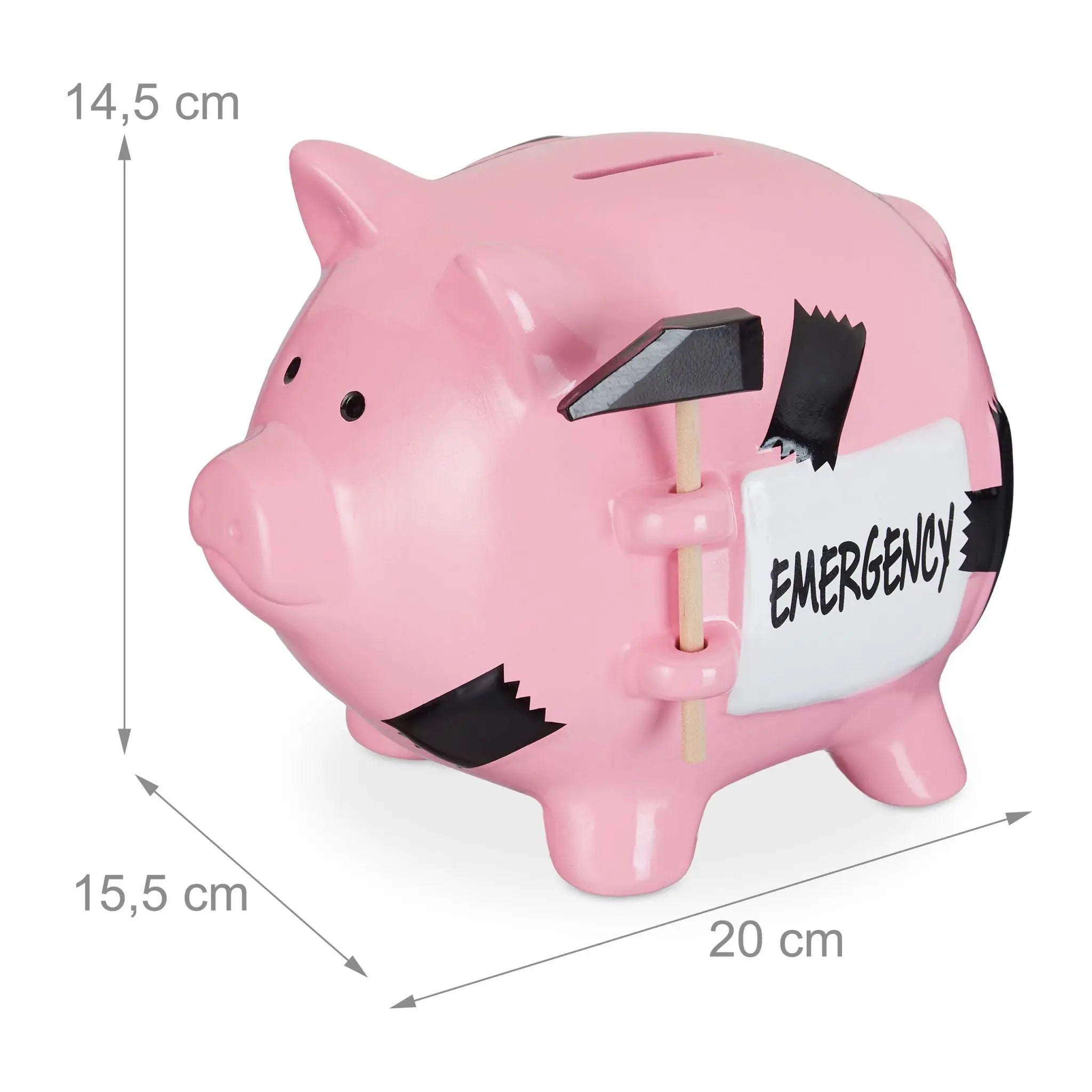 Sparschwein Emergency Weiss-Rosa-Schwarz von Relaxdays