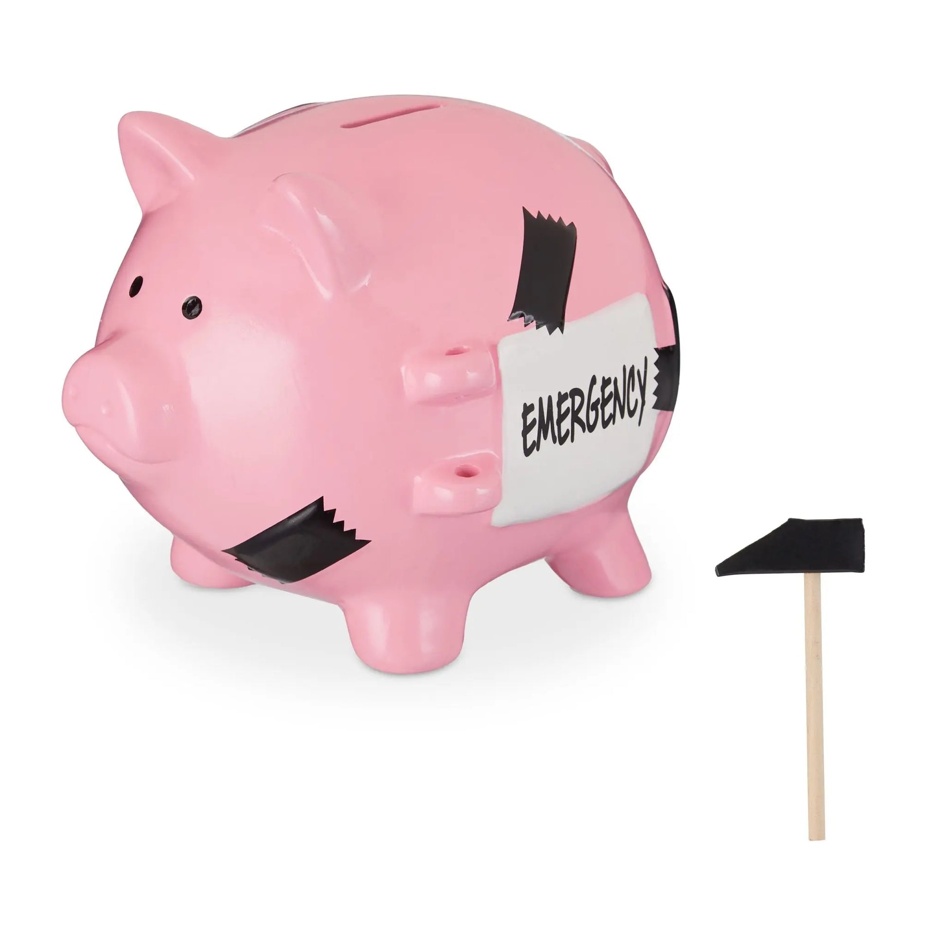 Sparschwein Emergency Weiss-Rosa-Schwarz von Relaxdays