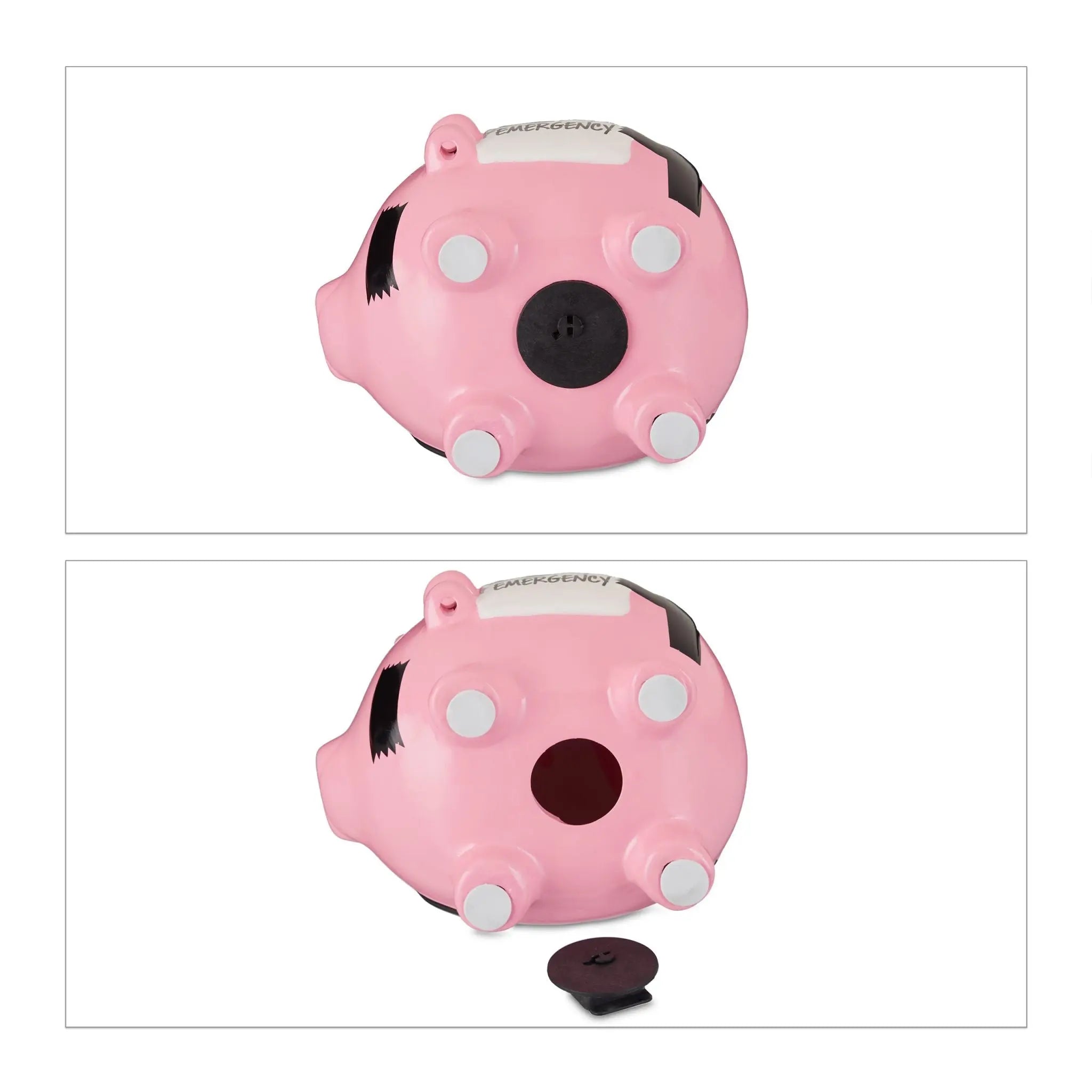 Sparschwein Emergency Weiss-Rosa-Schwarz von Relaxdays