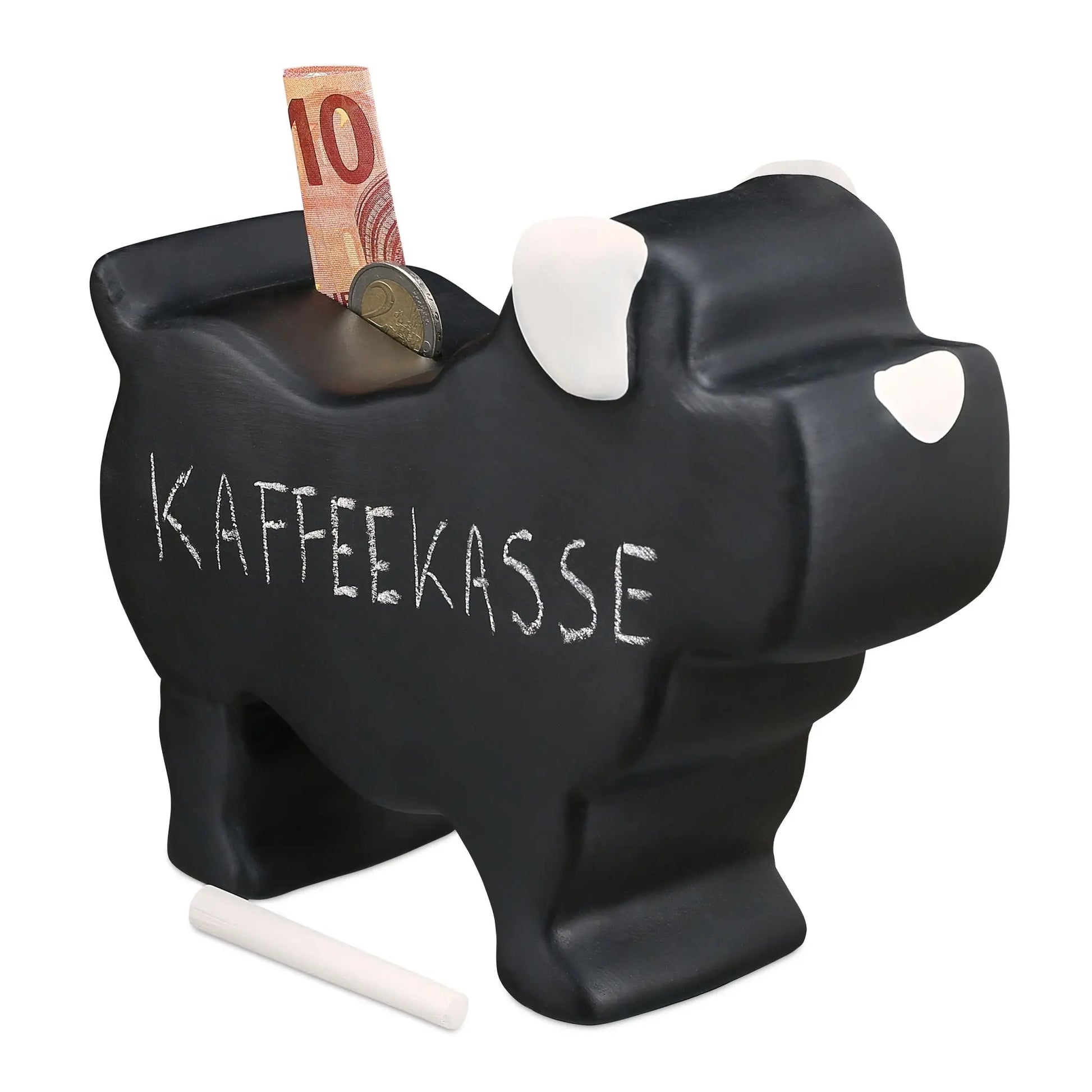 Spardose Hund zum Beschriften Weiss-Schwarz von Relaxdays