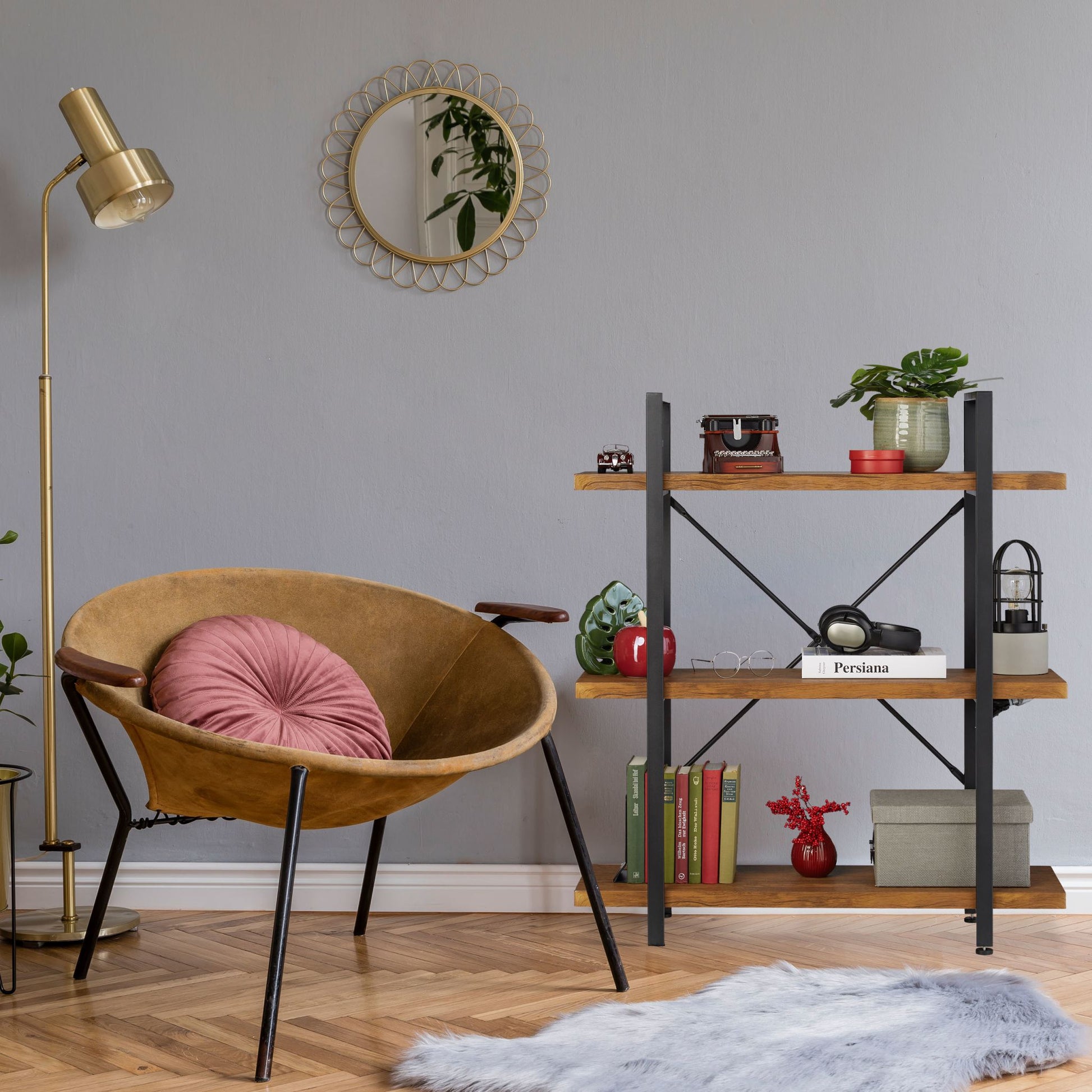 Industrial Regal mit 3 Ebenen Braun-Schwarz von Relaxdays