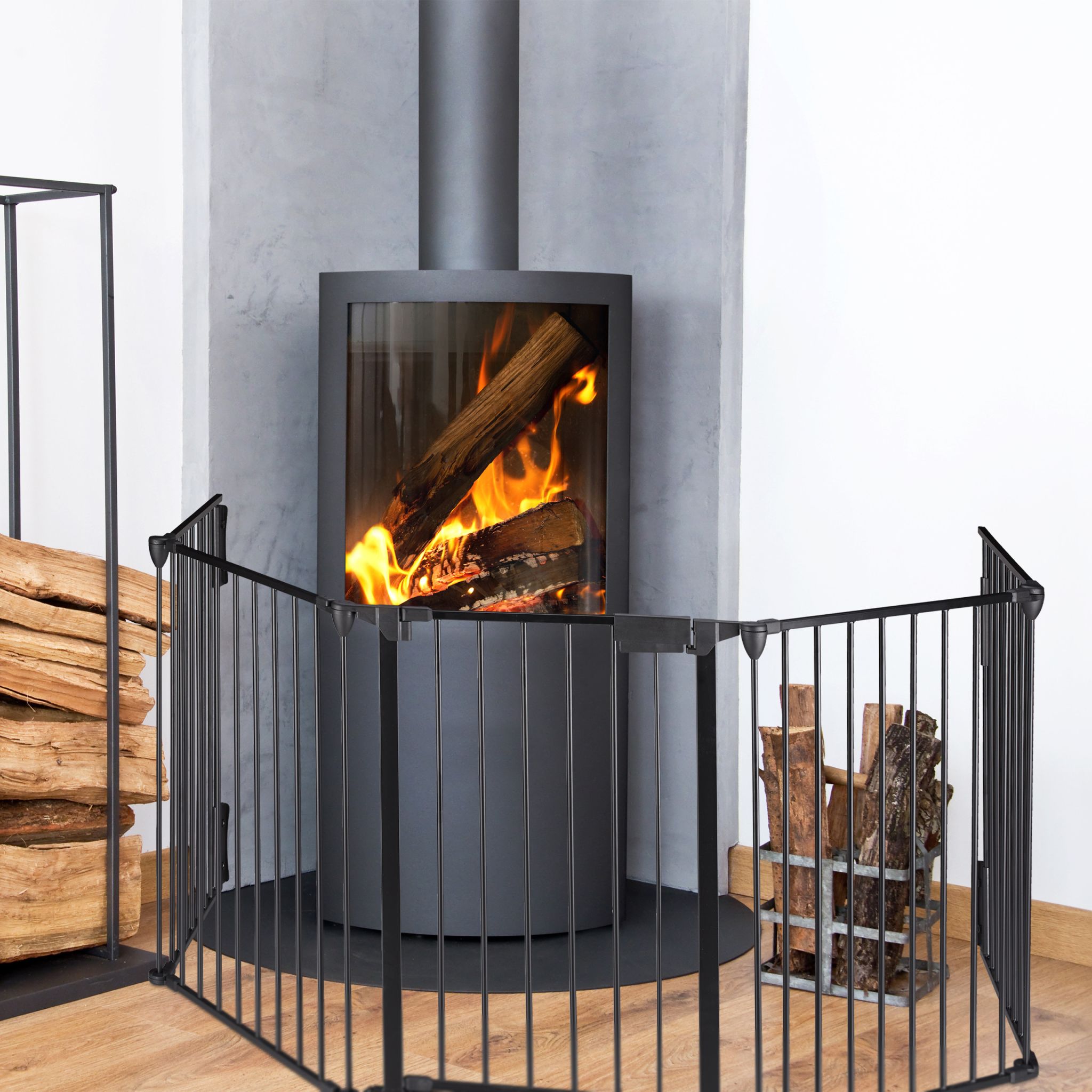 Kaminschutzgitter 5tlg. Schwarz von Relaxdays