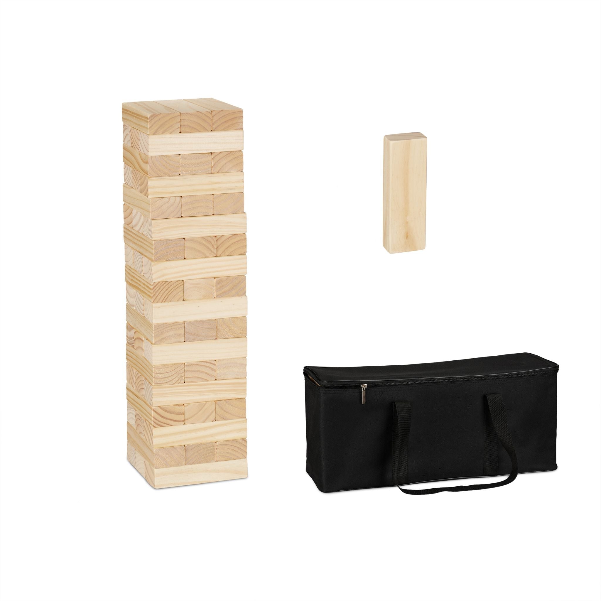 XL Wackelturm Holz Hellbraun-Schwarz von Relaxdays