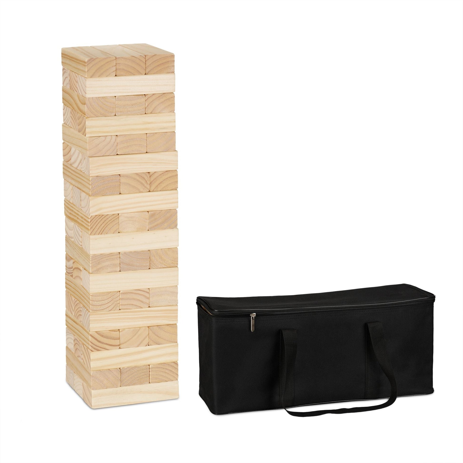 XL Wackelturm Holz Hellbraun-Schwarz von Relaxdays