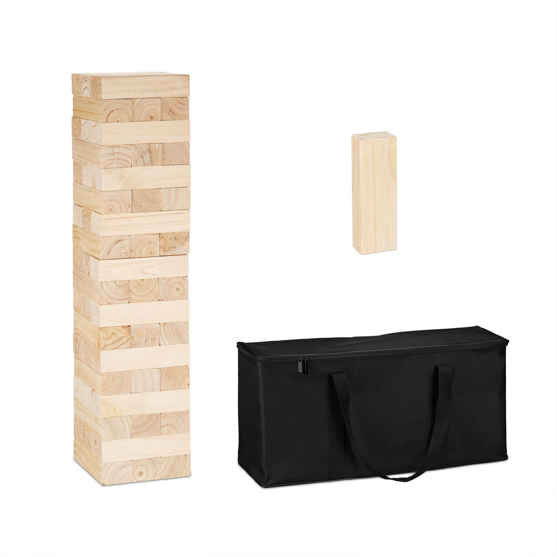 XXL Wackelturm Holz Hellbraun-Schwarz von Relaxdays