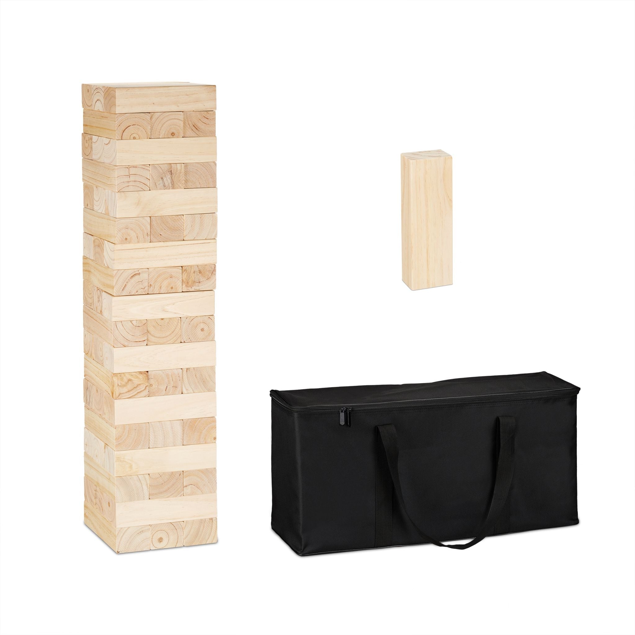 XXL Wackelturm Holz Hellbraun-Schwarz von Relaxdays