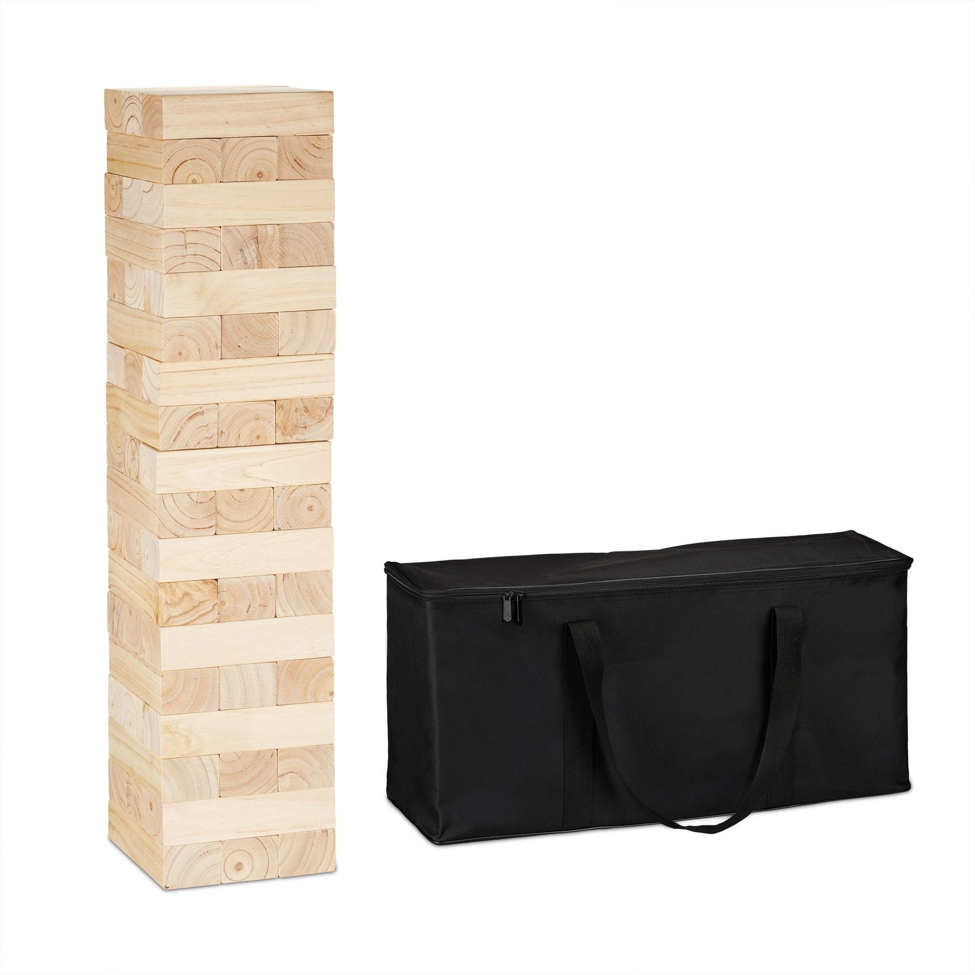 XXL Wackelturm Holz Hellbraun-Schwarz von Relaxdays