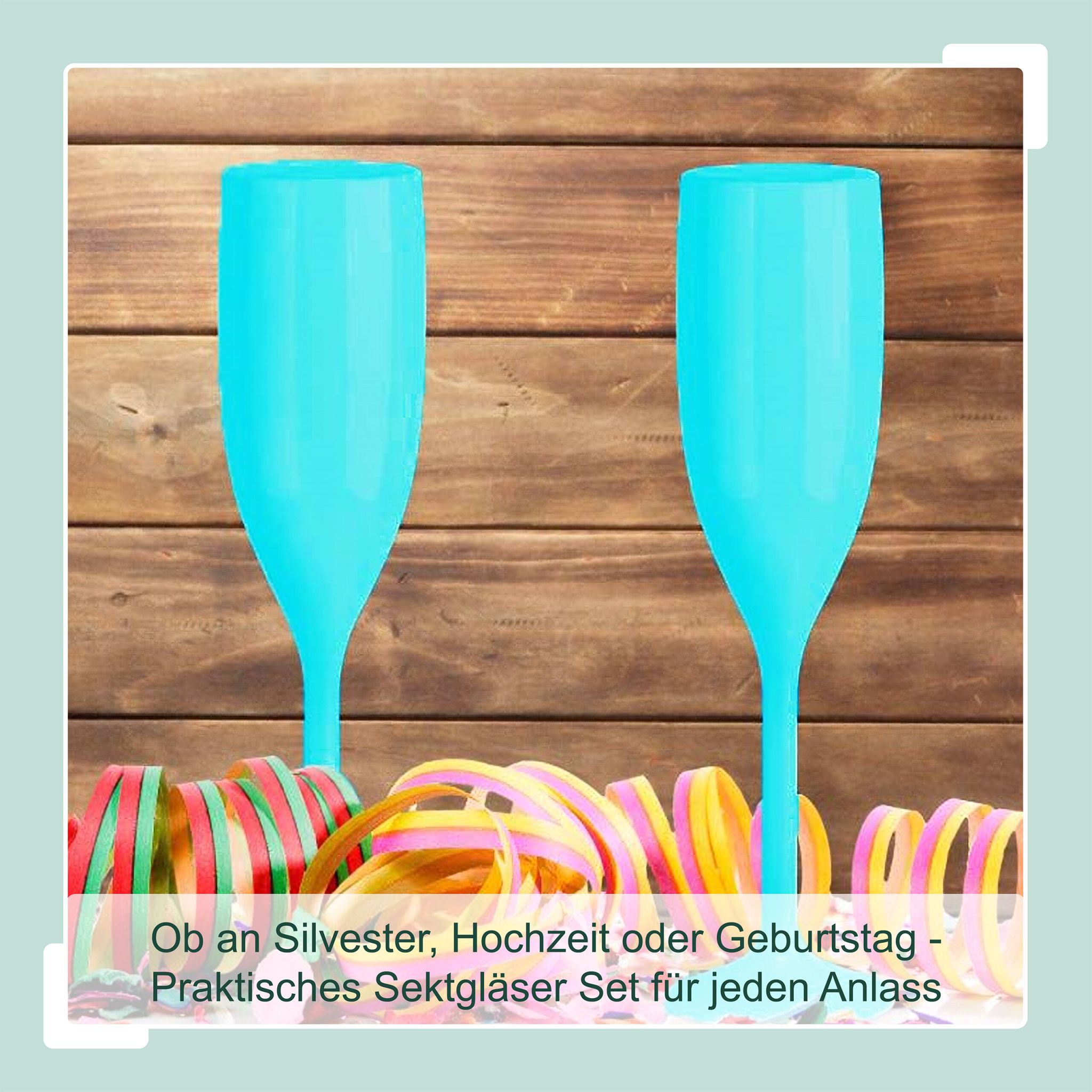 Sektgläser Kunststoff 12er-Set Türkis