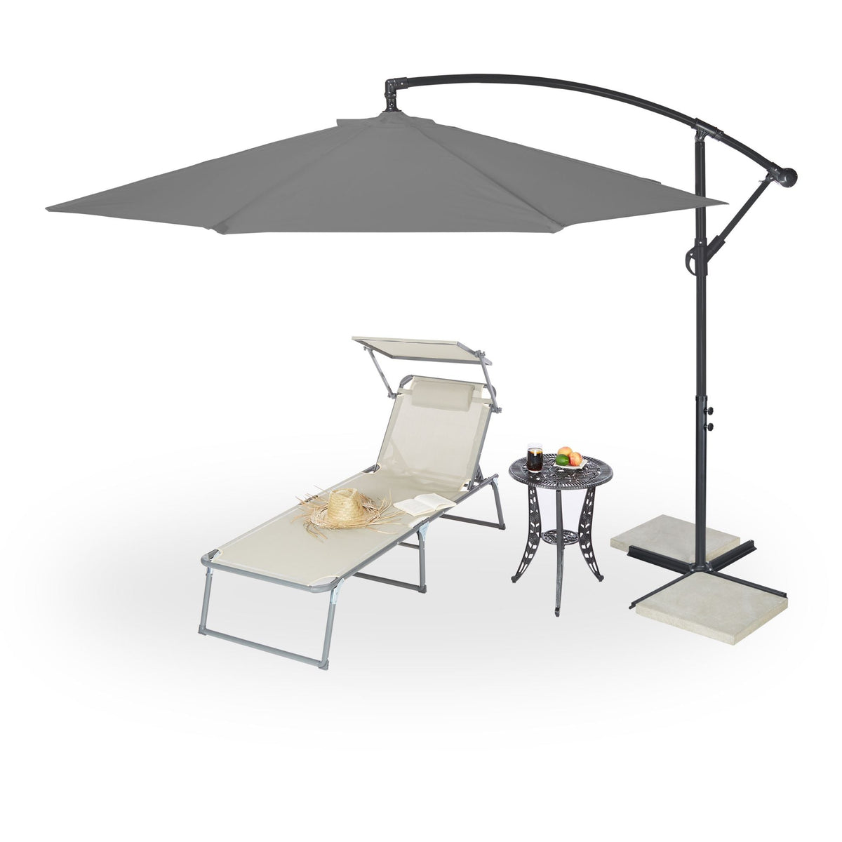 Ampelschirm D: 300cm Anthrazit-Schwarz von Relaxdays