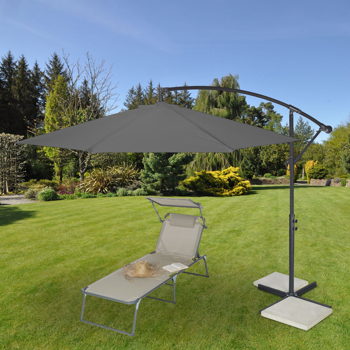 Ampelschirm D: 300cm Anthrazit-Schwarz von Relaxdays