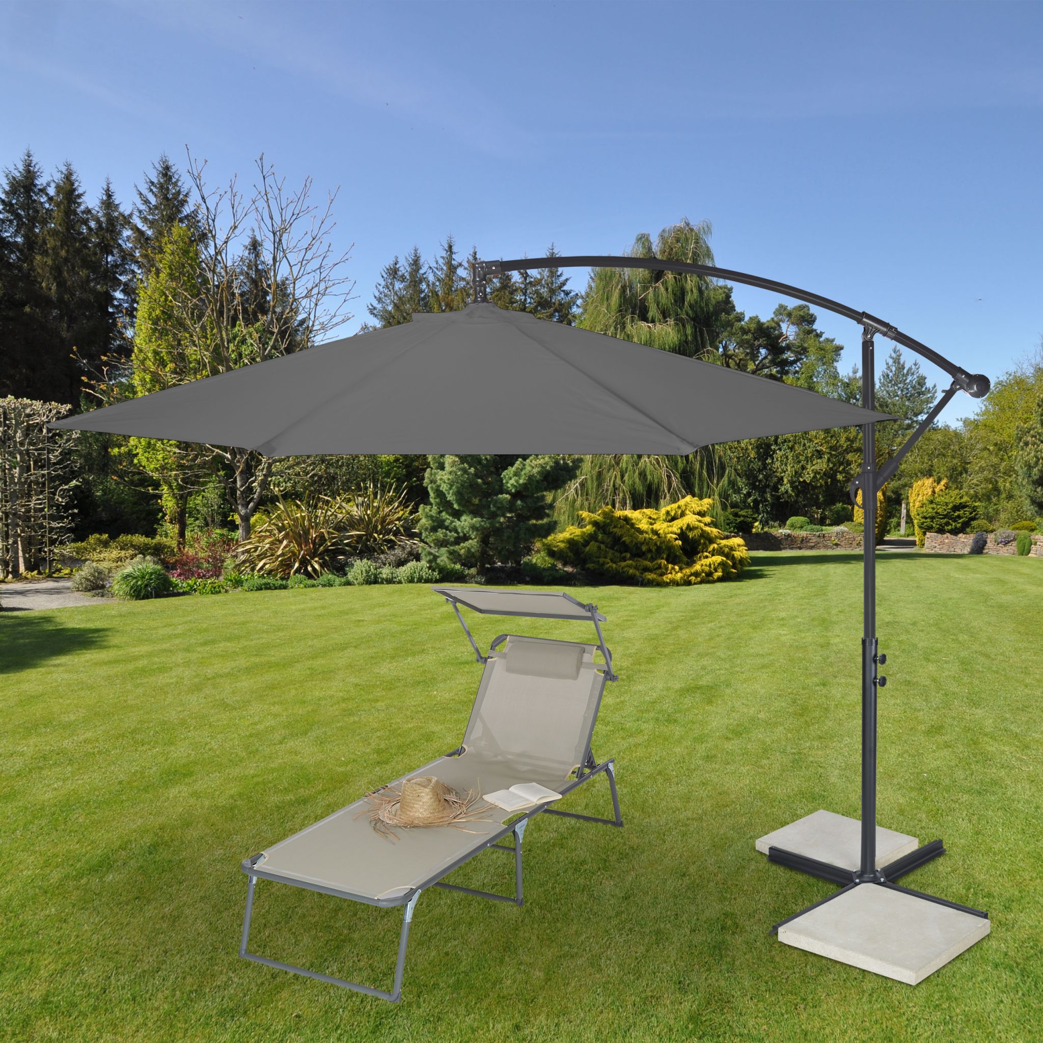 Ampelschirm D: 300cm Anthrazit-Schwarz von Relaxdays