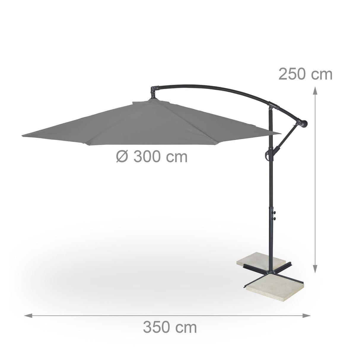 Ampelschirm D: 300cm Anthrazit-Schwarz von Relaxdays