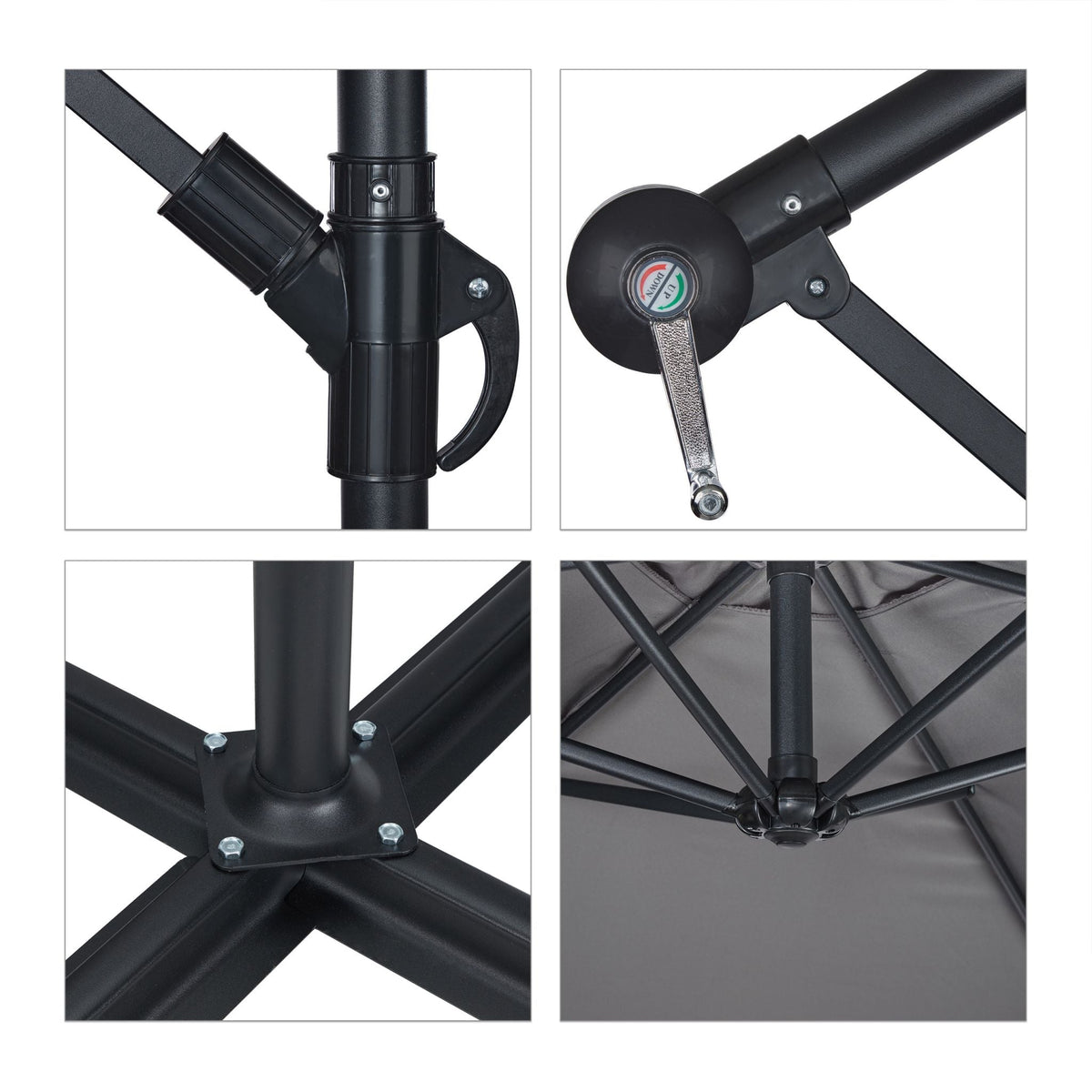 Ampelschirm D: 300cm Anthrazit-Schwarz von Relaxdays