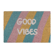 Fussmatte Kokos Good Vibes Blau-Gelb-Rosa von Relaxdays
