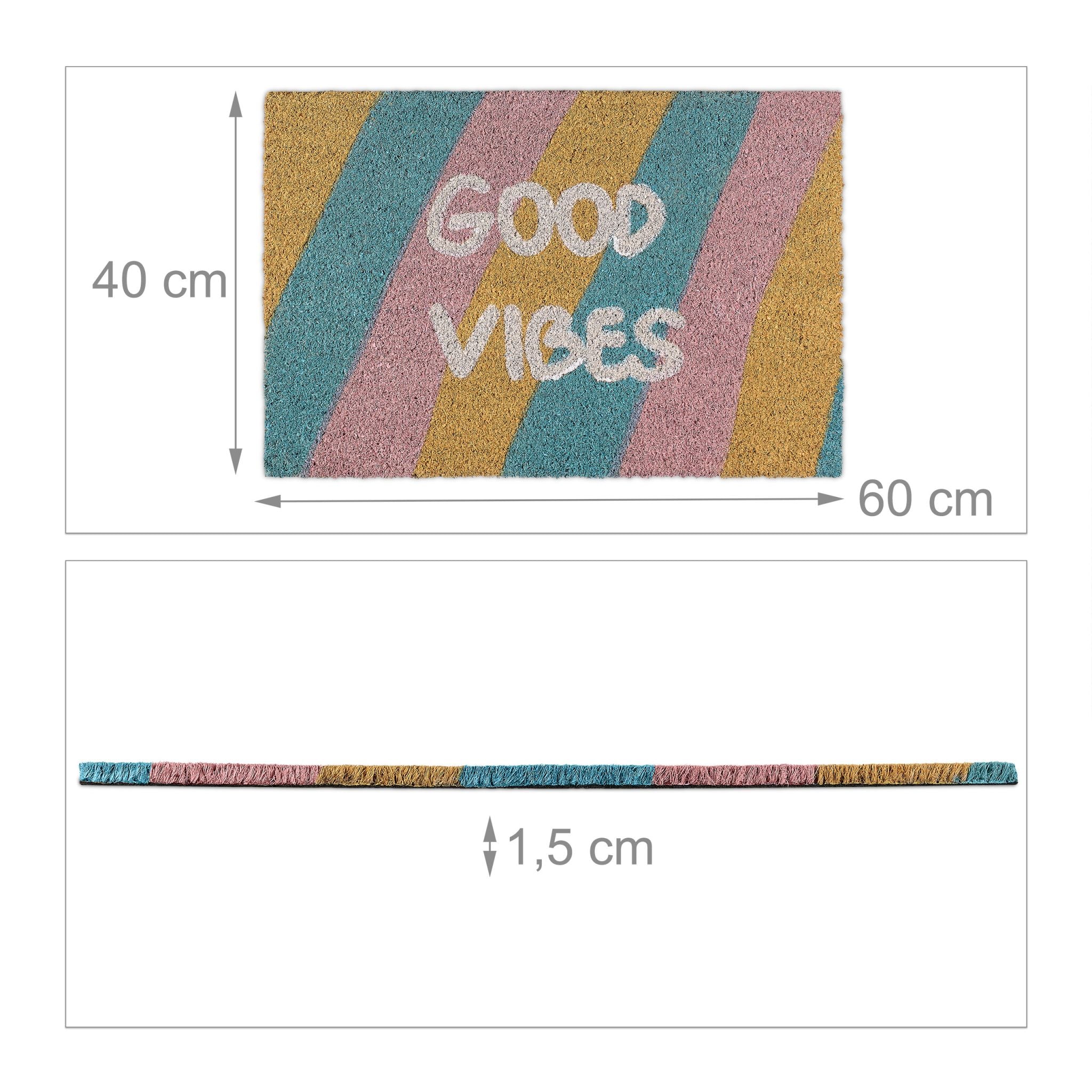 Fussmatte Kokos Good Vibes Blau-Gelb-Rosa von Relaxdays