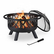 Feuerschale mit Funkenschutz Schwarz von Relaxdays