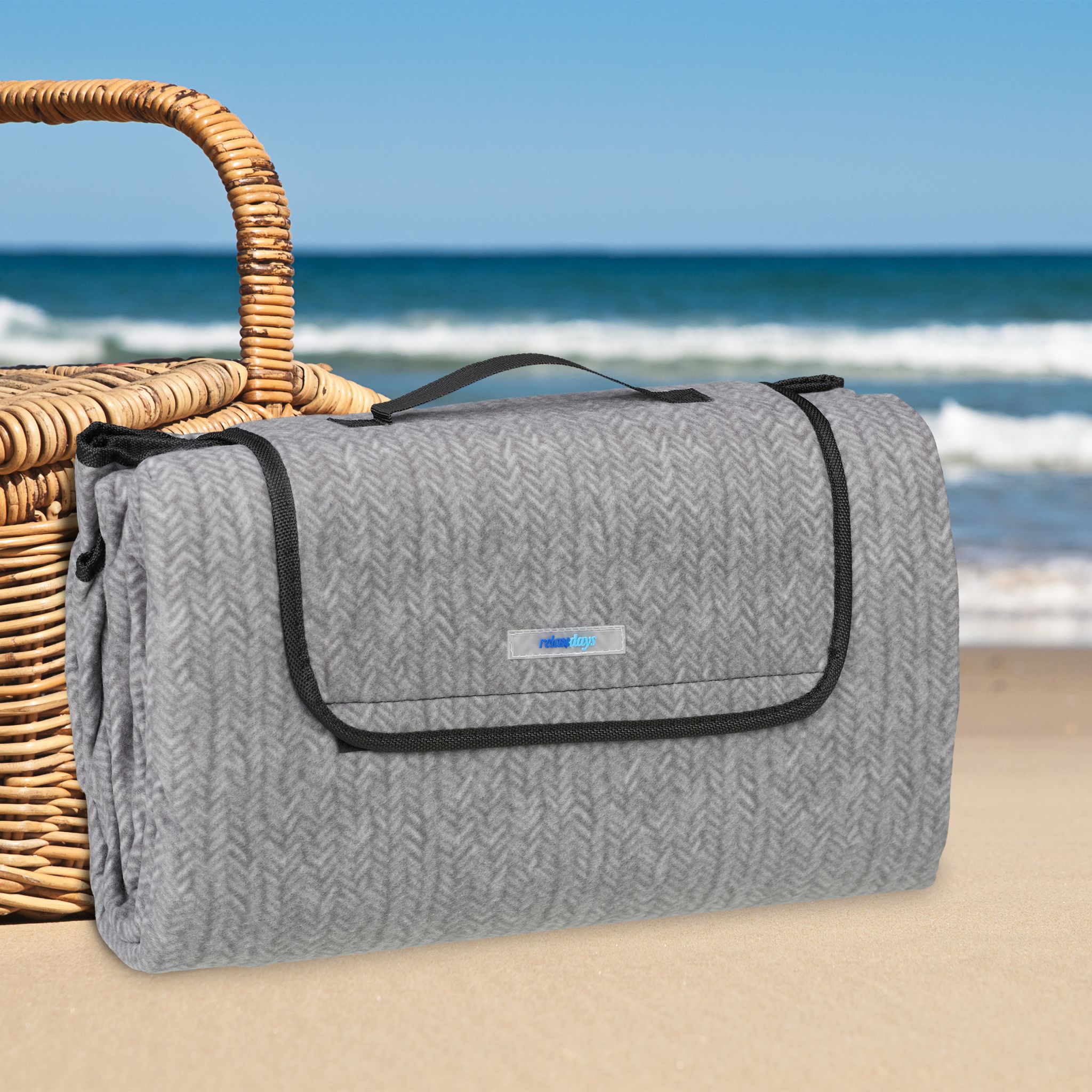 Picknickdecke Fleece Grau von Relaxdays