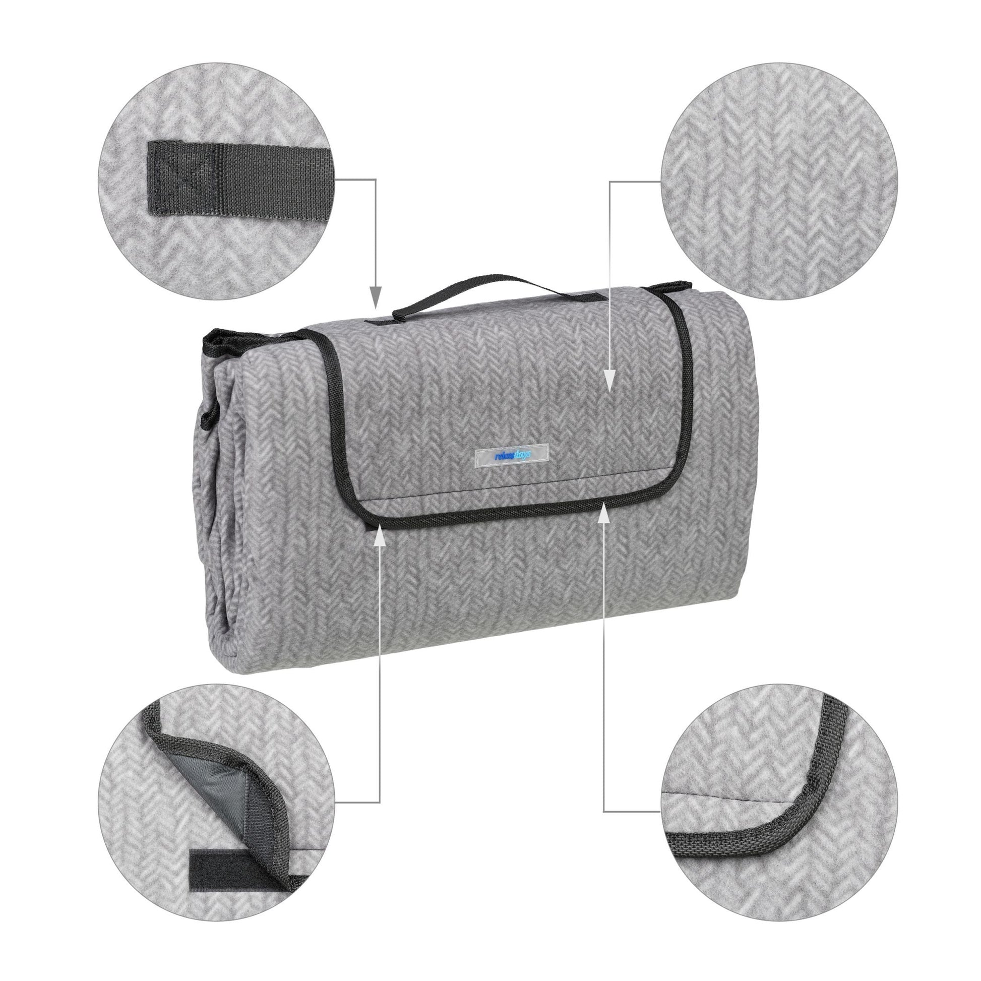 Picknickdecke Fleece Grau von Relaxdays
